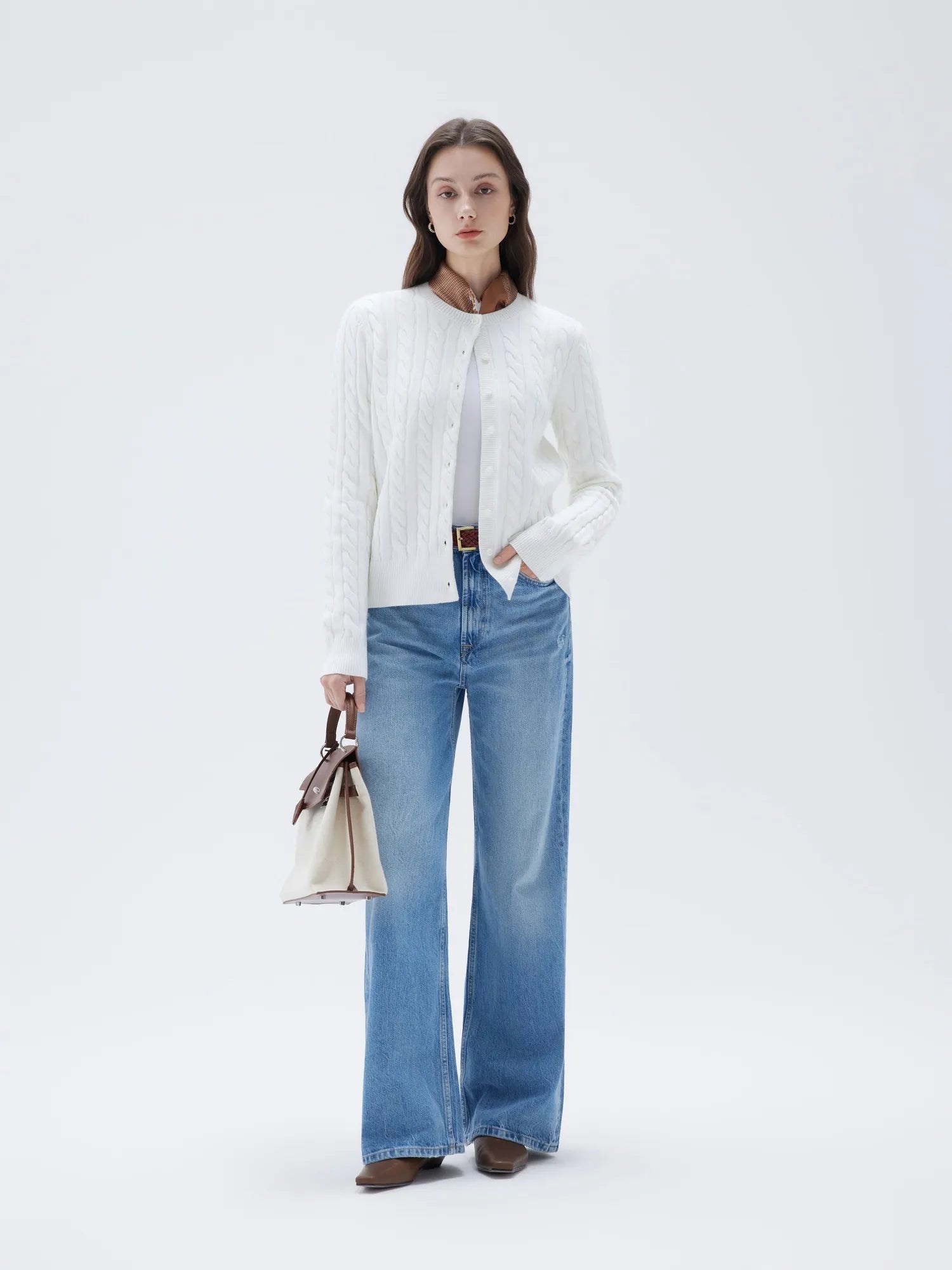 Cashmere Button Up Cable Sweater