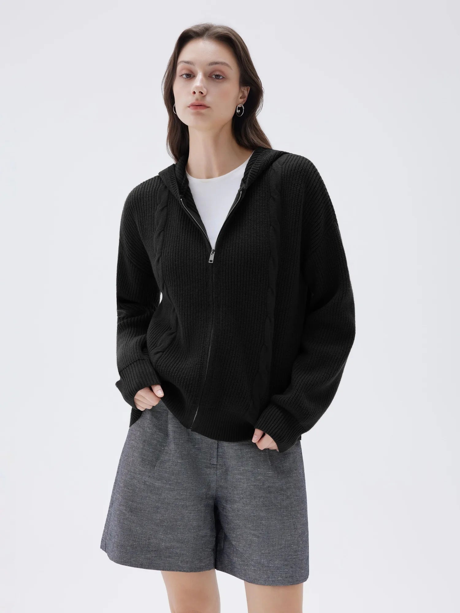 Cashmere Chunky Knit Hoodie Sweater