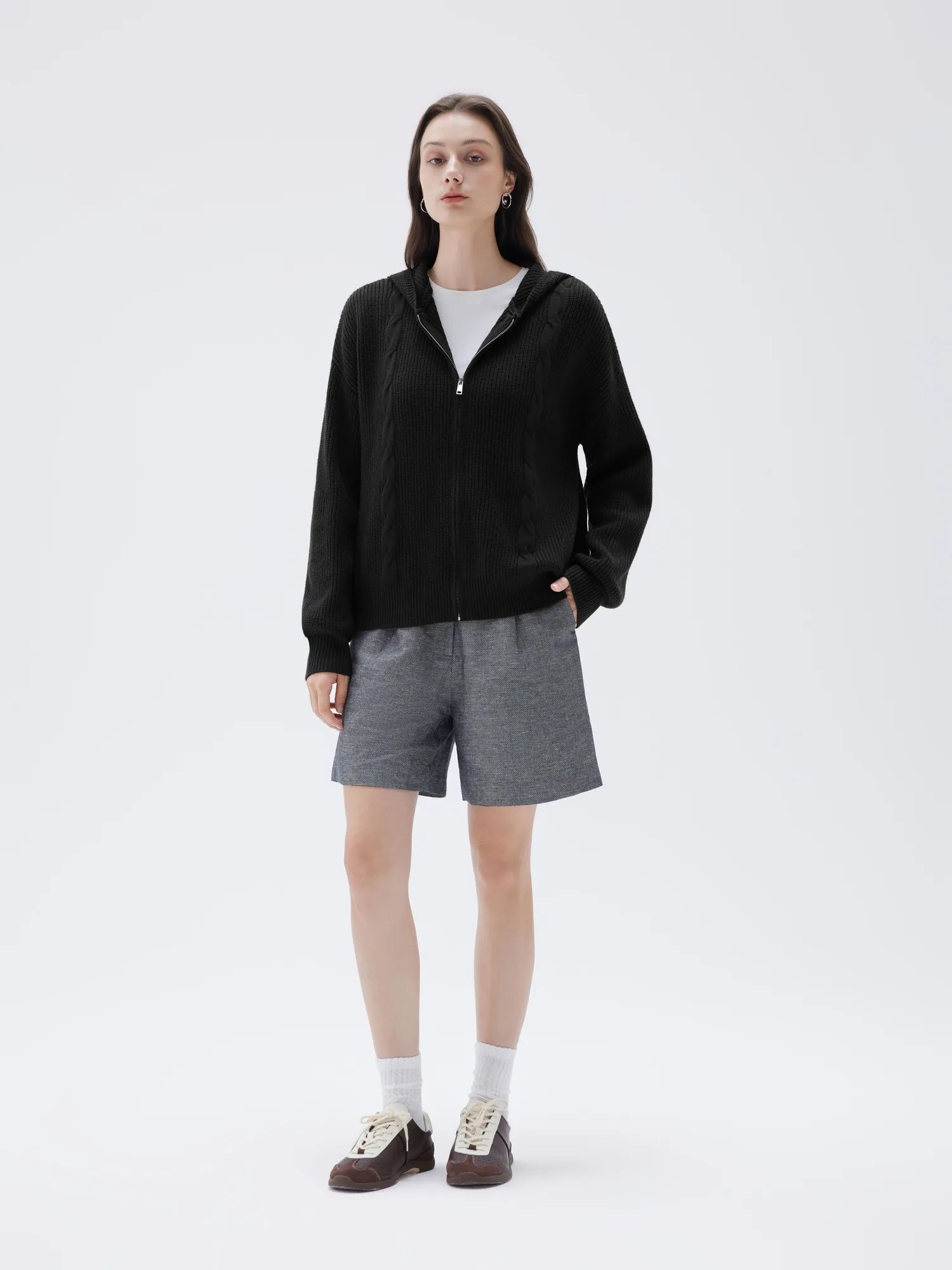 Cashmere Chunky Knit Hoodie Sweater