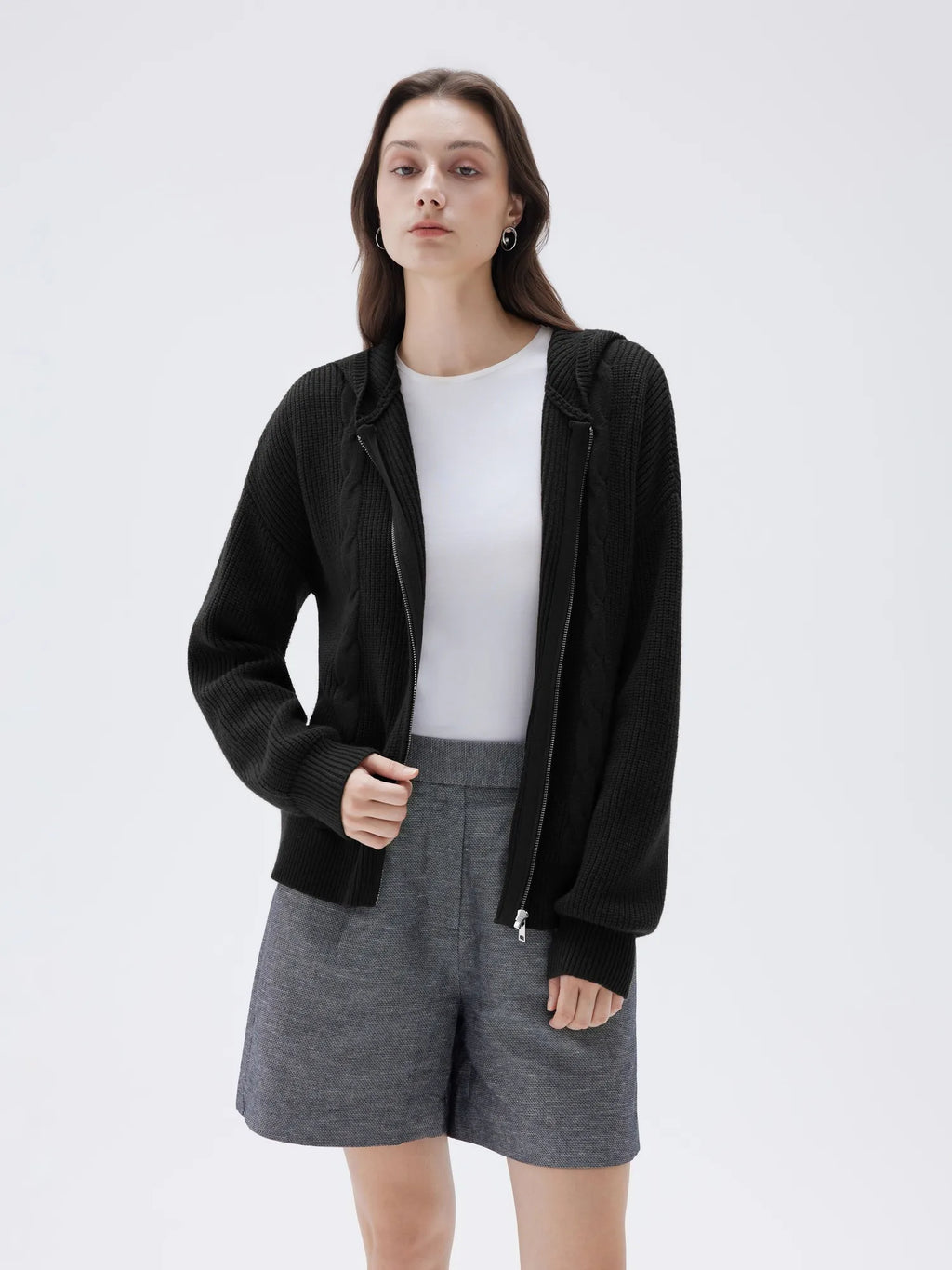 Cashmere Chunky Knit Hoodie Sweater