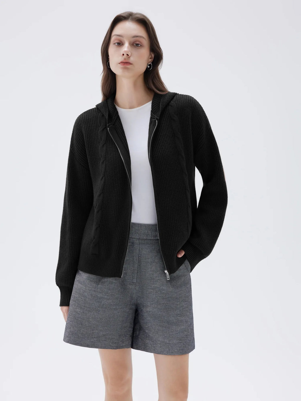 Cashmere Chunky Knit Hoodie Sweater