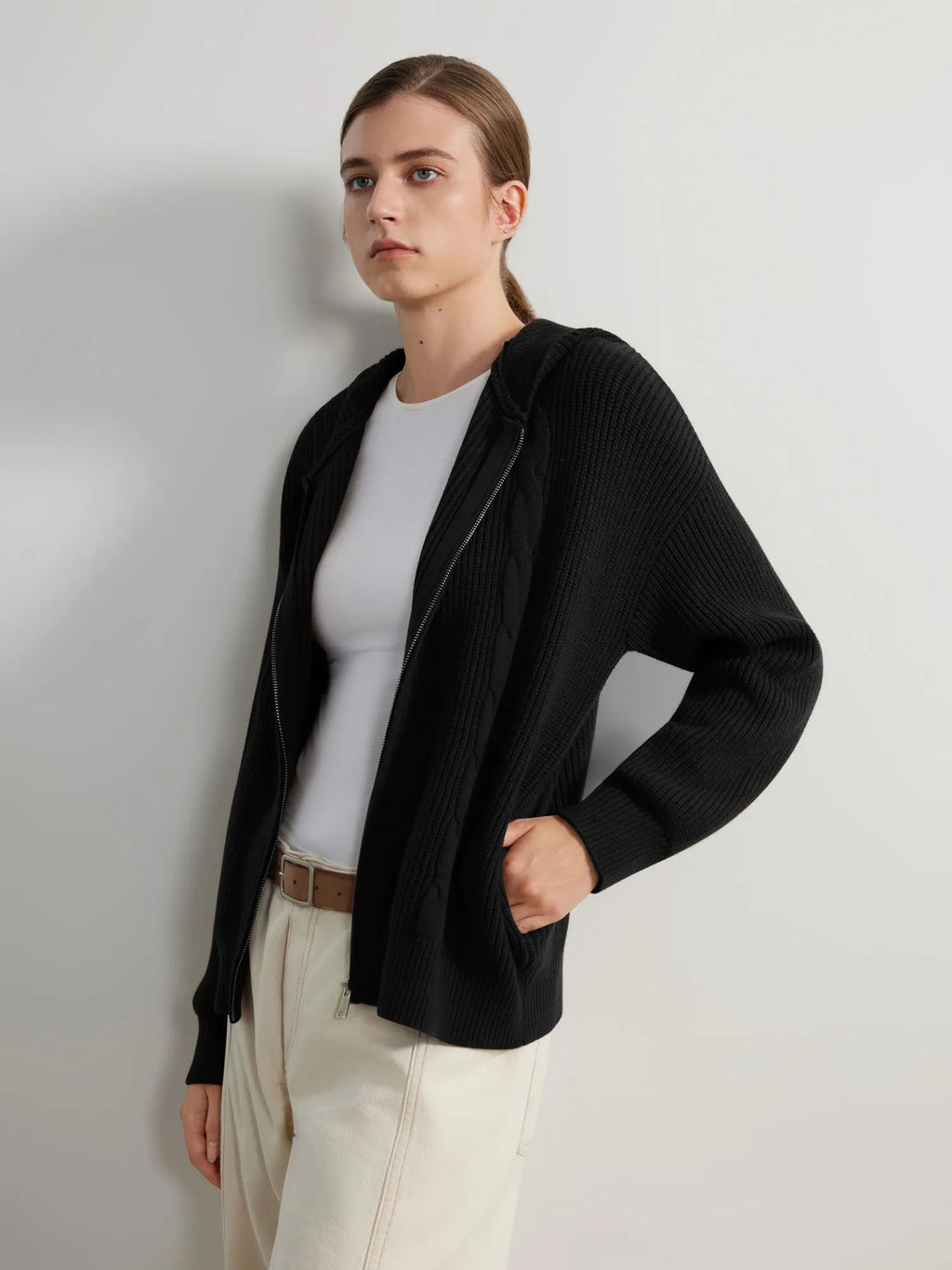 Cashmere Chunky Knit Hoodie Sweater