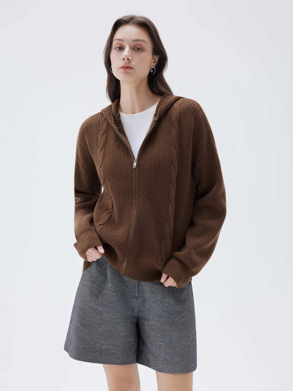 Cashmere Chunky Knit Hoodie Sweater