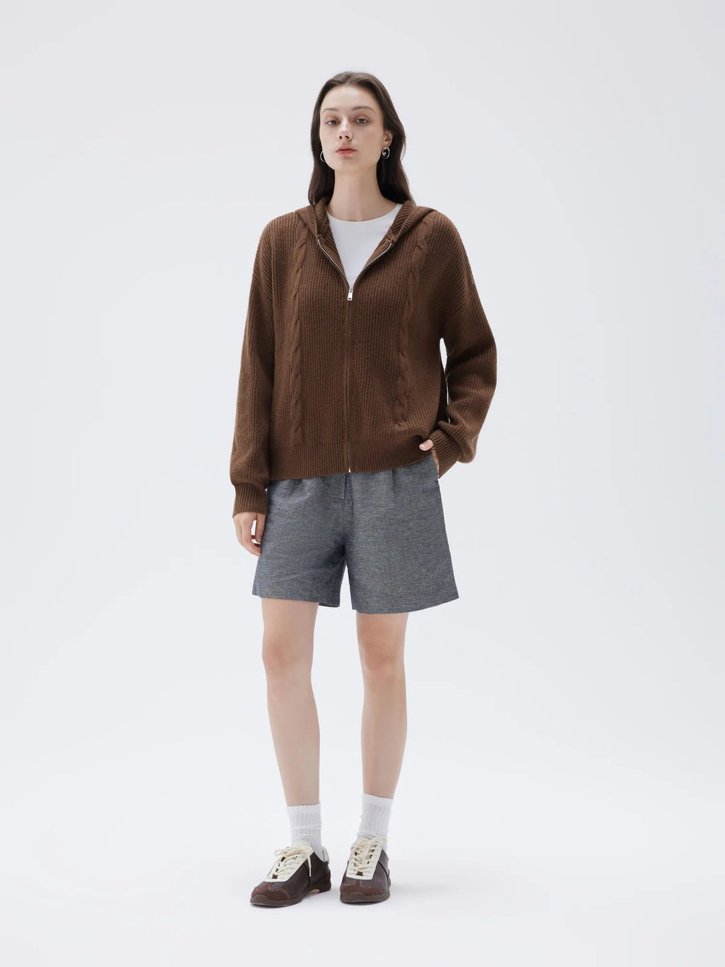 Cashmere Chunky Knit Hoodie Sweater