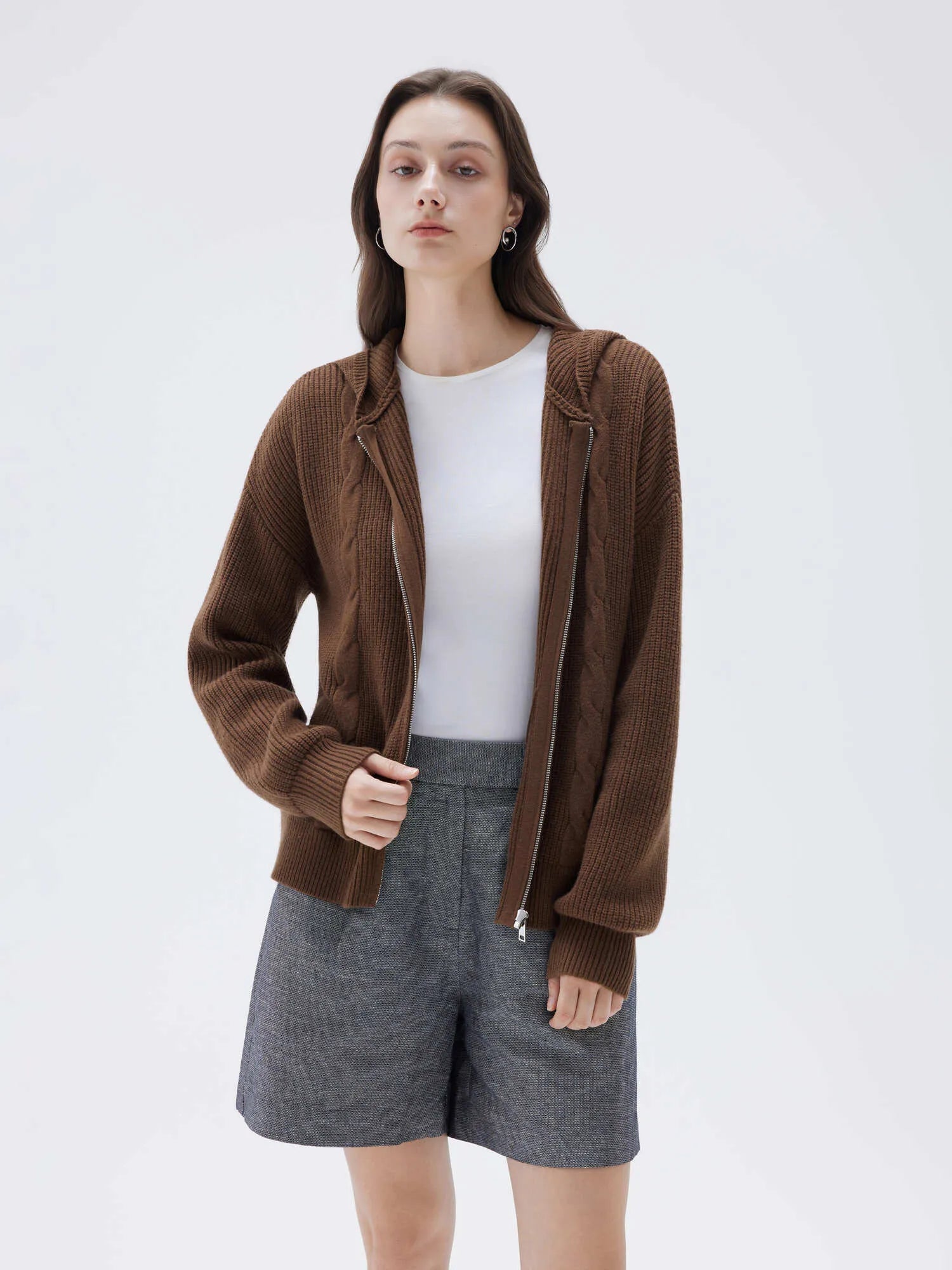 Cashmere Chunky Knit Hoodie Sweater