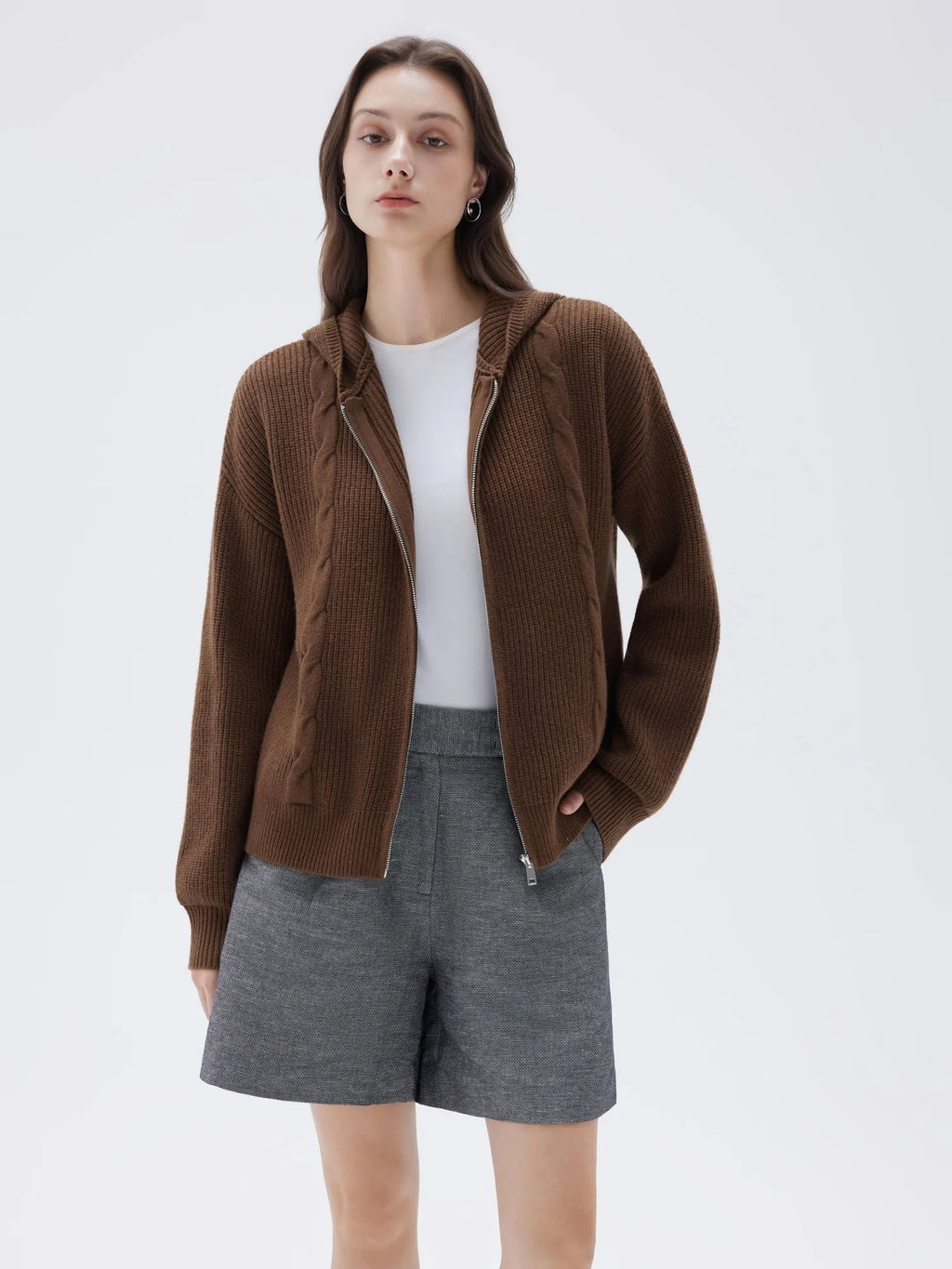 Cashmere Chunky Knit Hoodie Sweater