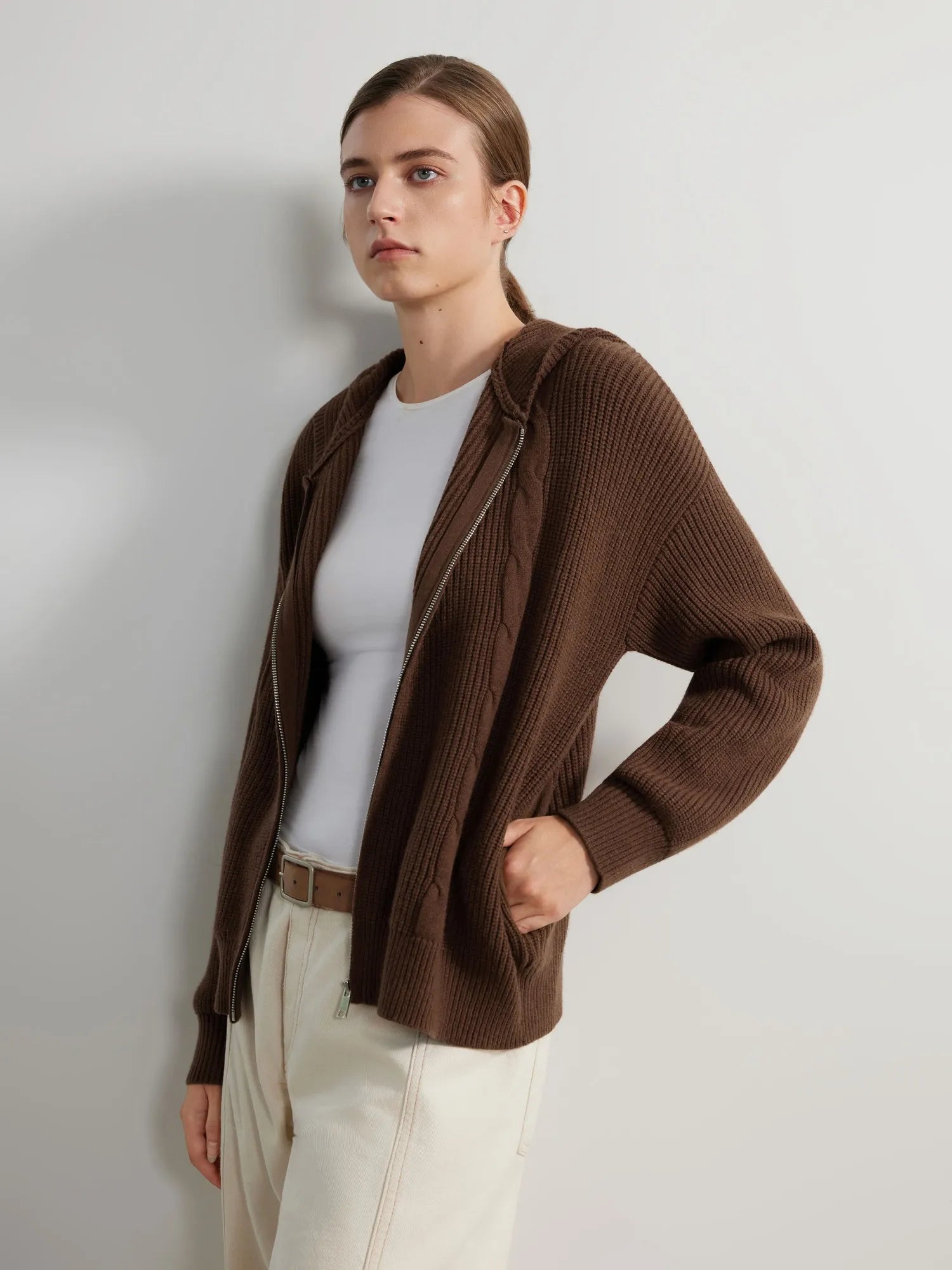 Cashmere Chunky Knit Hoodie Sweater
