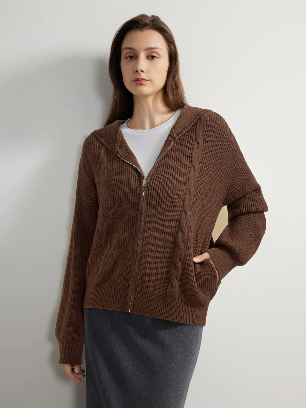 Cashmere Chunky Knit Hoodie Sweater