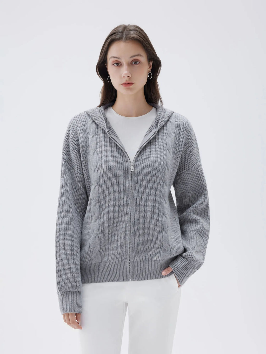 Cashmere Chunky Knit Hoodie Sweater