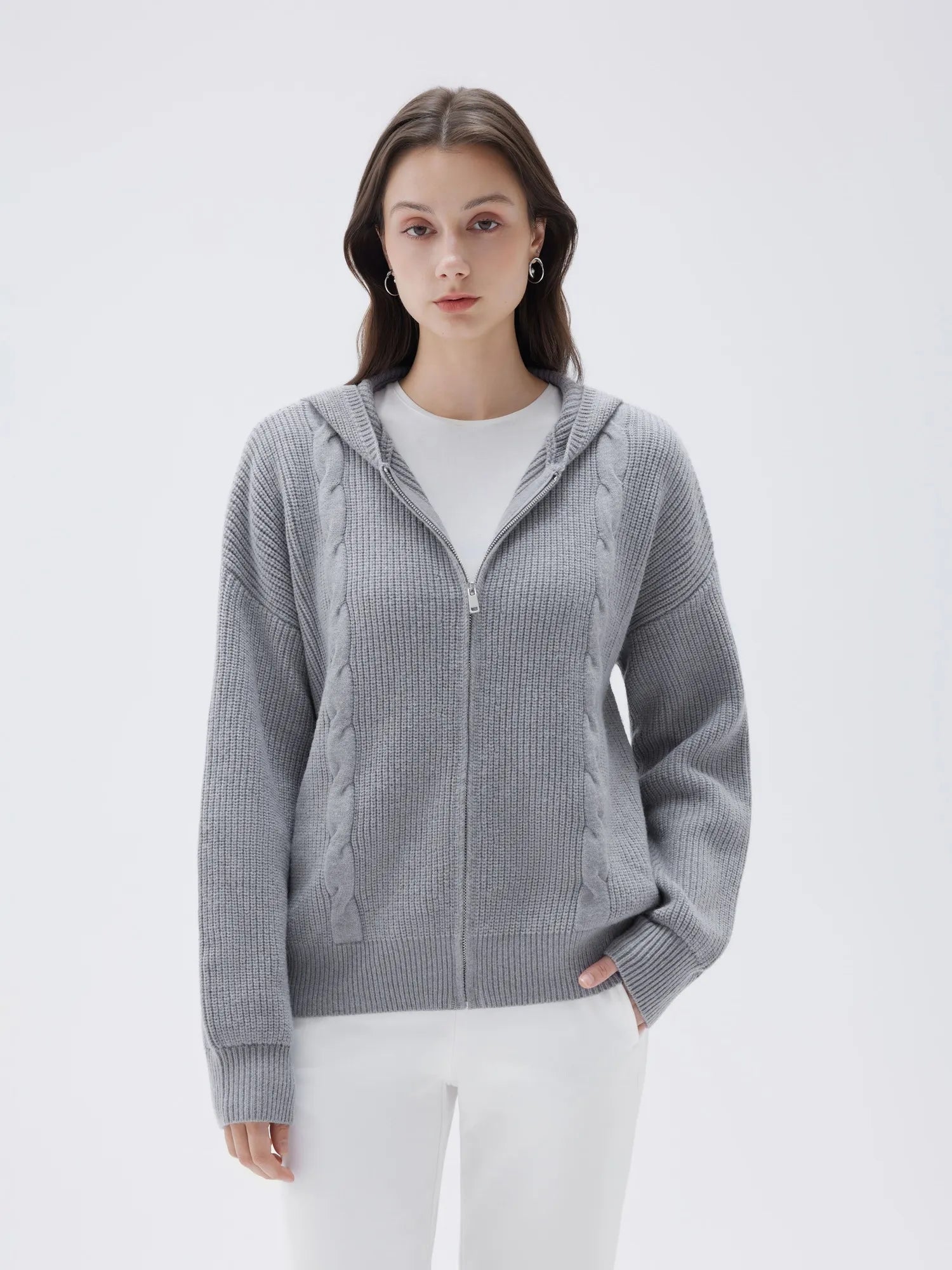 Cashmere Chunky Knit Hoodie Sweater