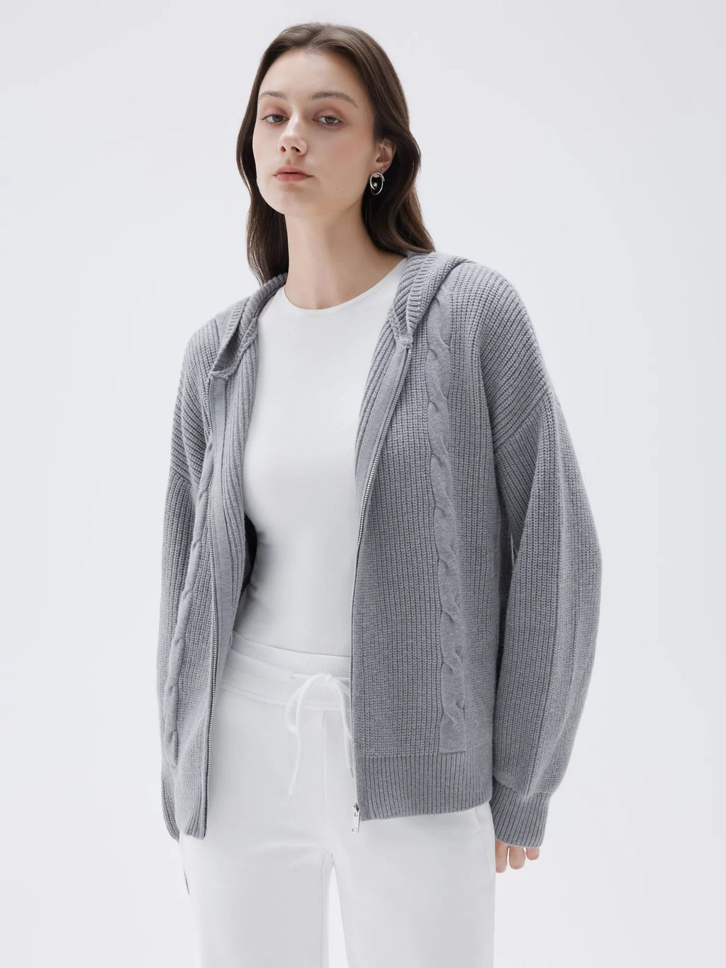 Cashmere Chunky Knit Hoodie Sweater