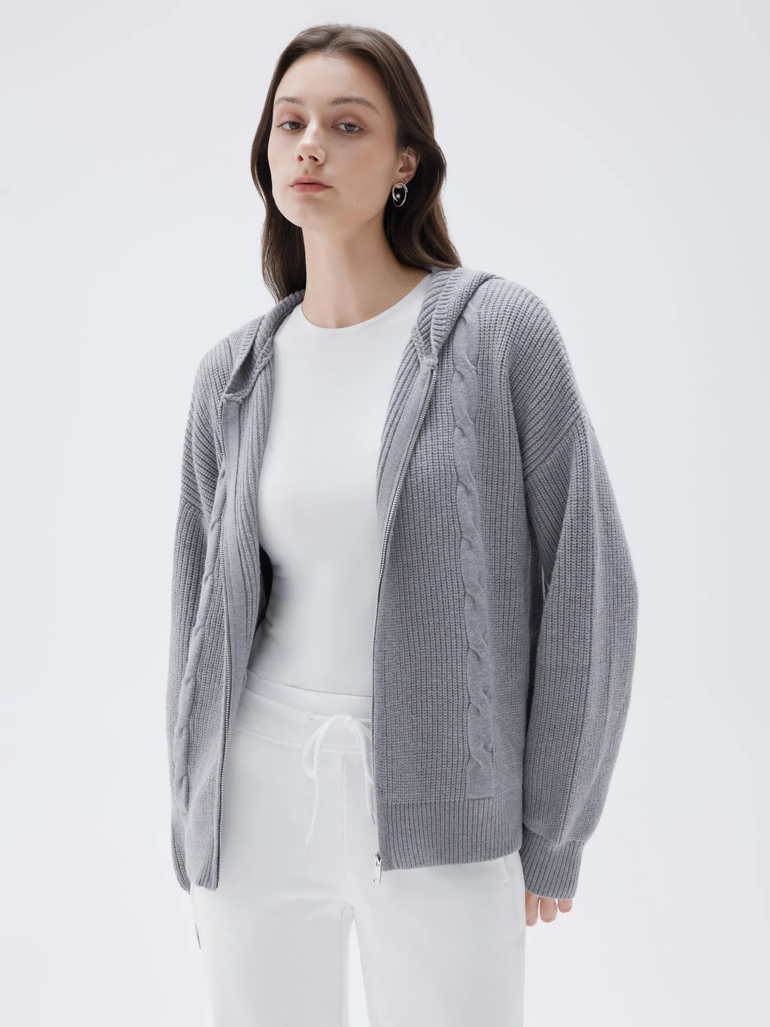 Cashmere Chunky Knit Hoodie Sweater