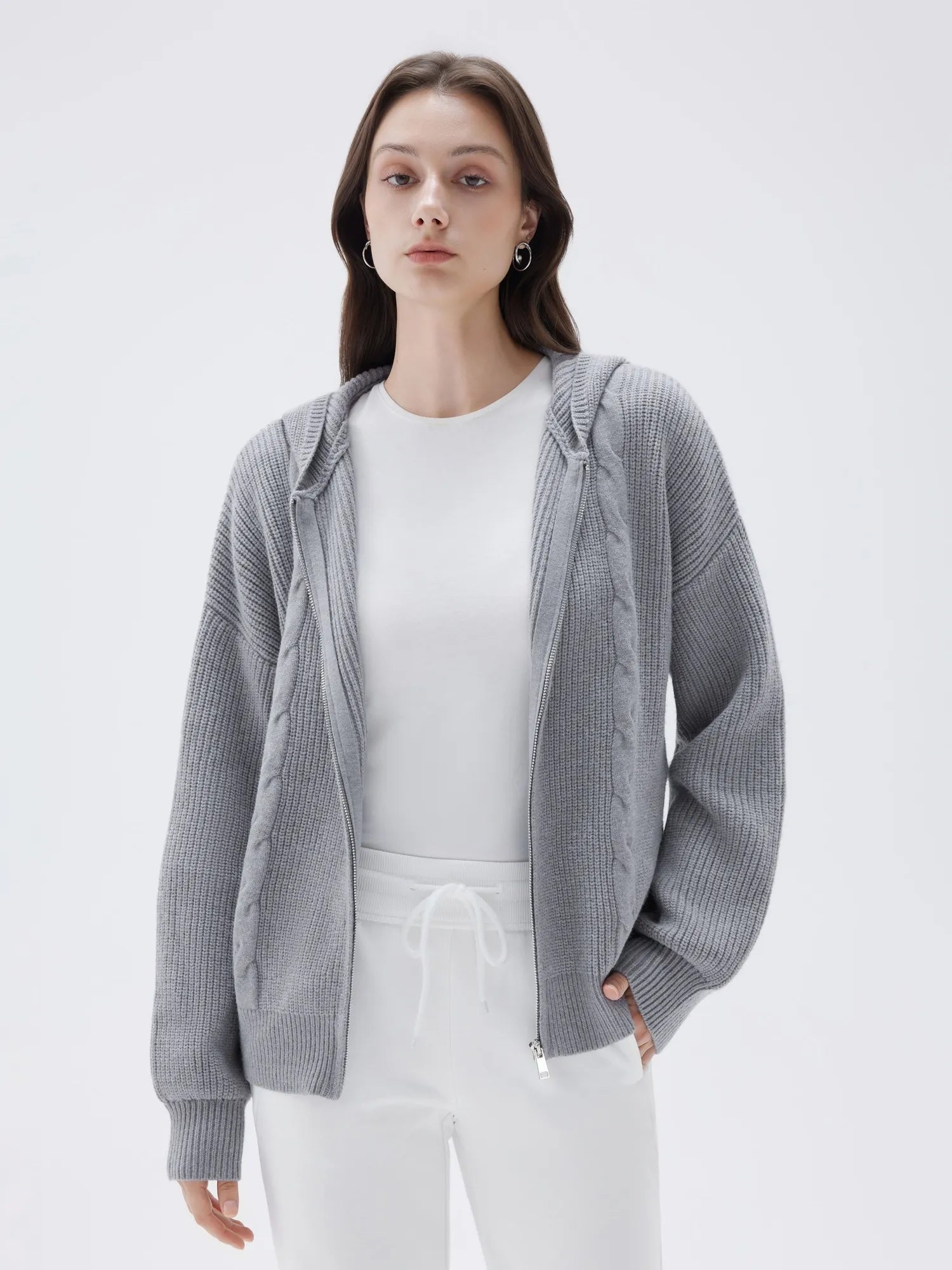 Cashmere Chunky Knit Hoodie Sweater