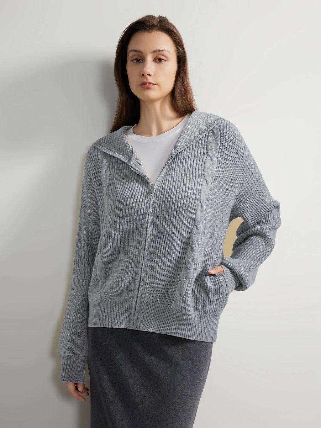 Cashmere Chunky Knit Hoodie Sweater