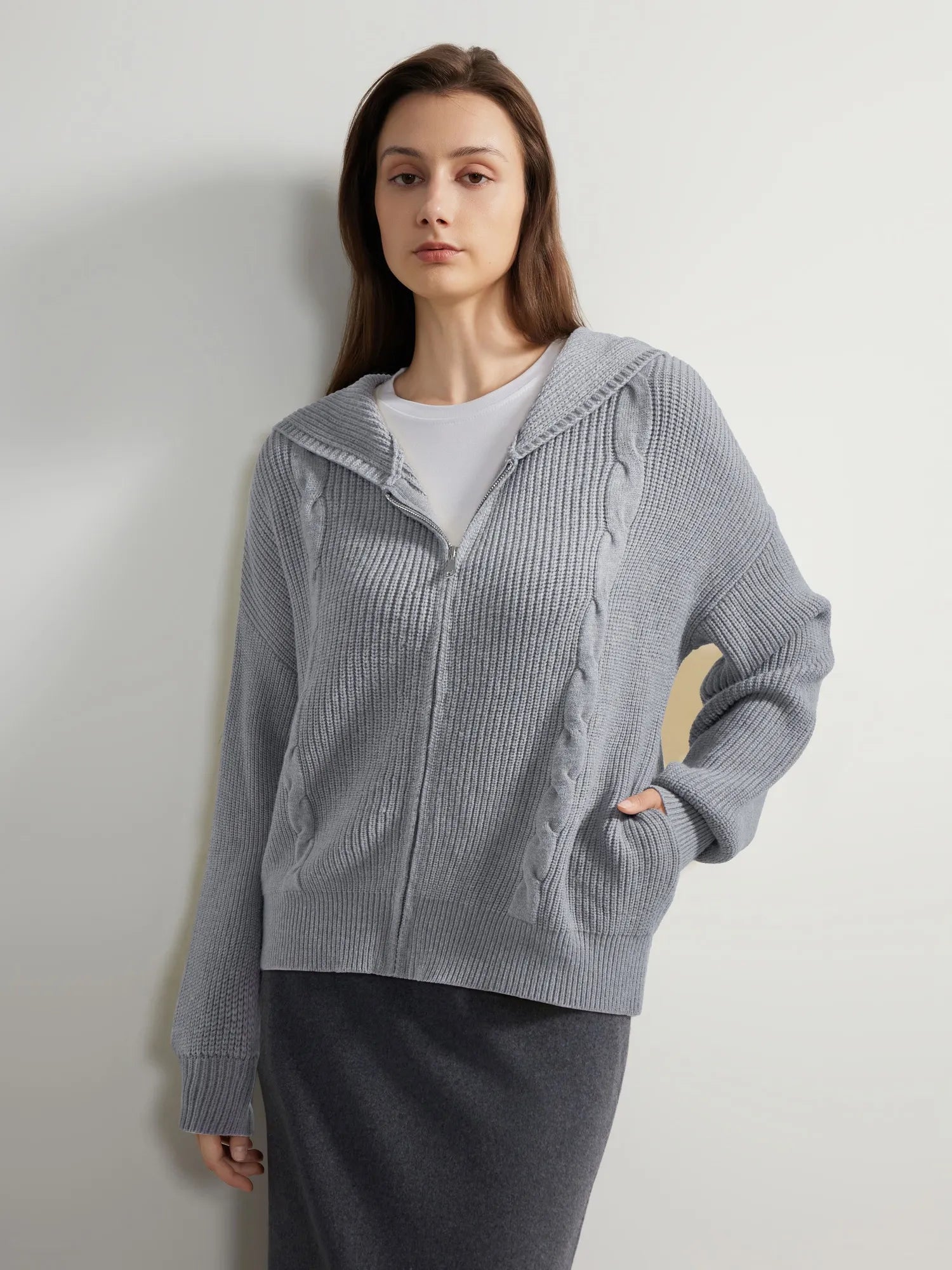 Cashmere Chunky Knit Hoodie Sweater