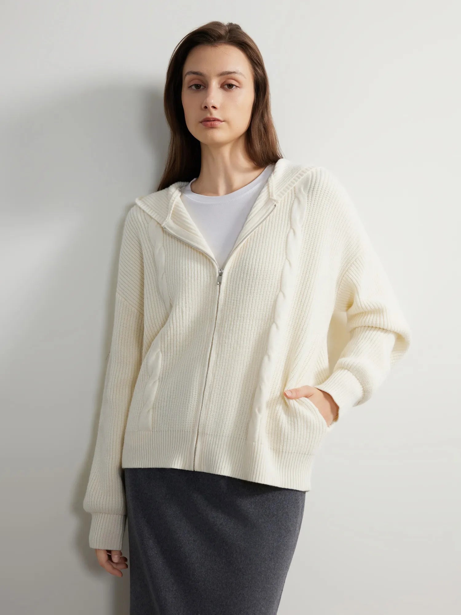 Cashmere Chunky Knit Hoodie Sweater