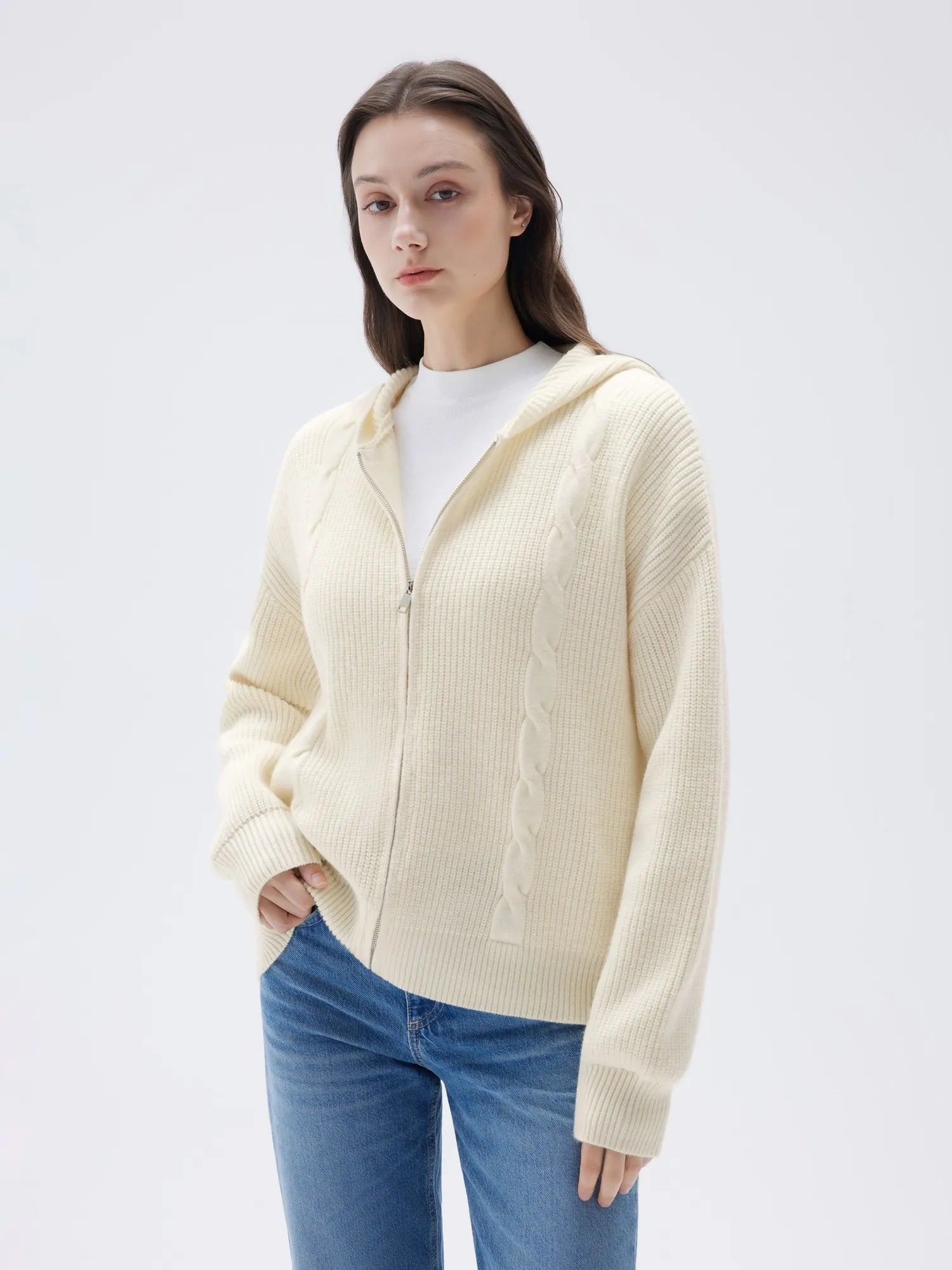 Cashmere Chunky Knit Hoodie Sweater