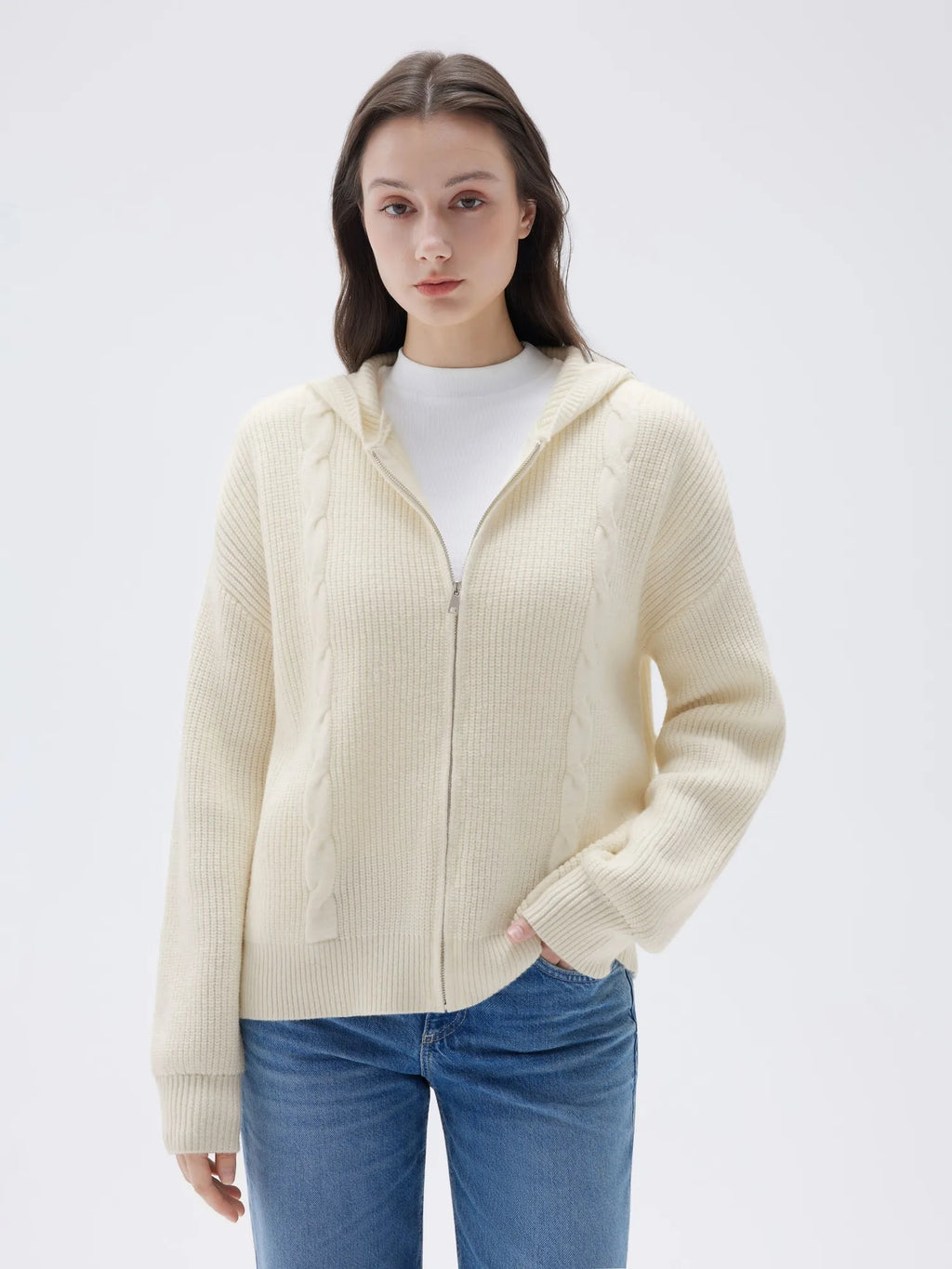 Cashmere Chunky Knit Hoodie Sweater