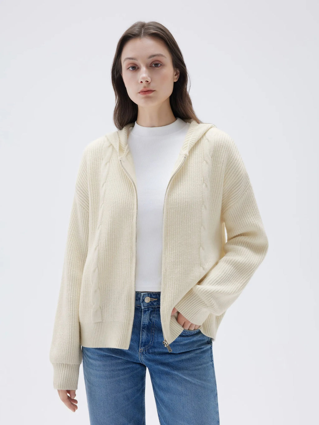 Cashmere Chunky Knit Hoodie Sweater