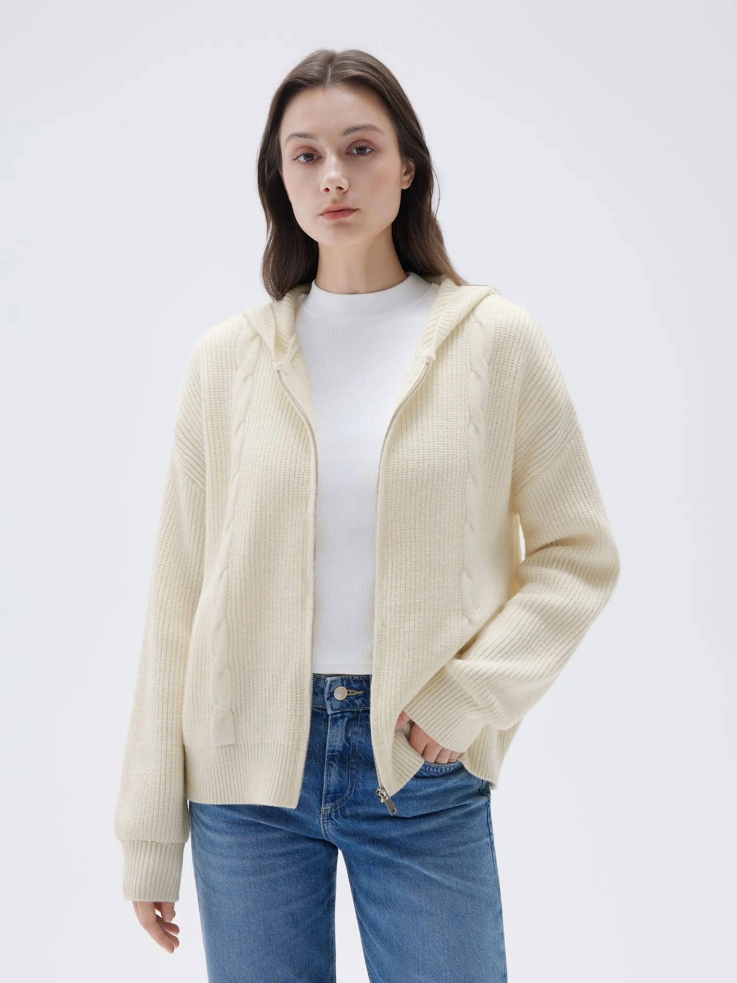 Cashmere Chunky Knit Hoodie Sweater