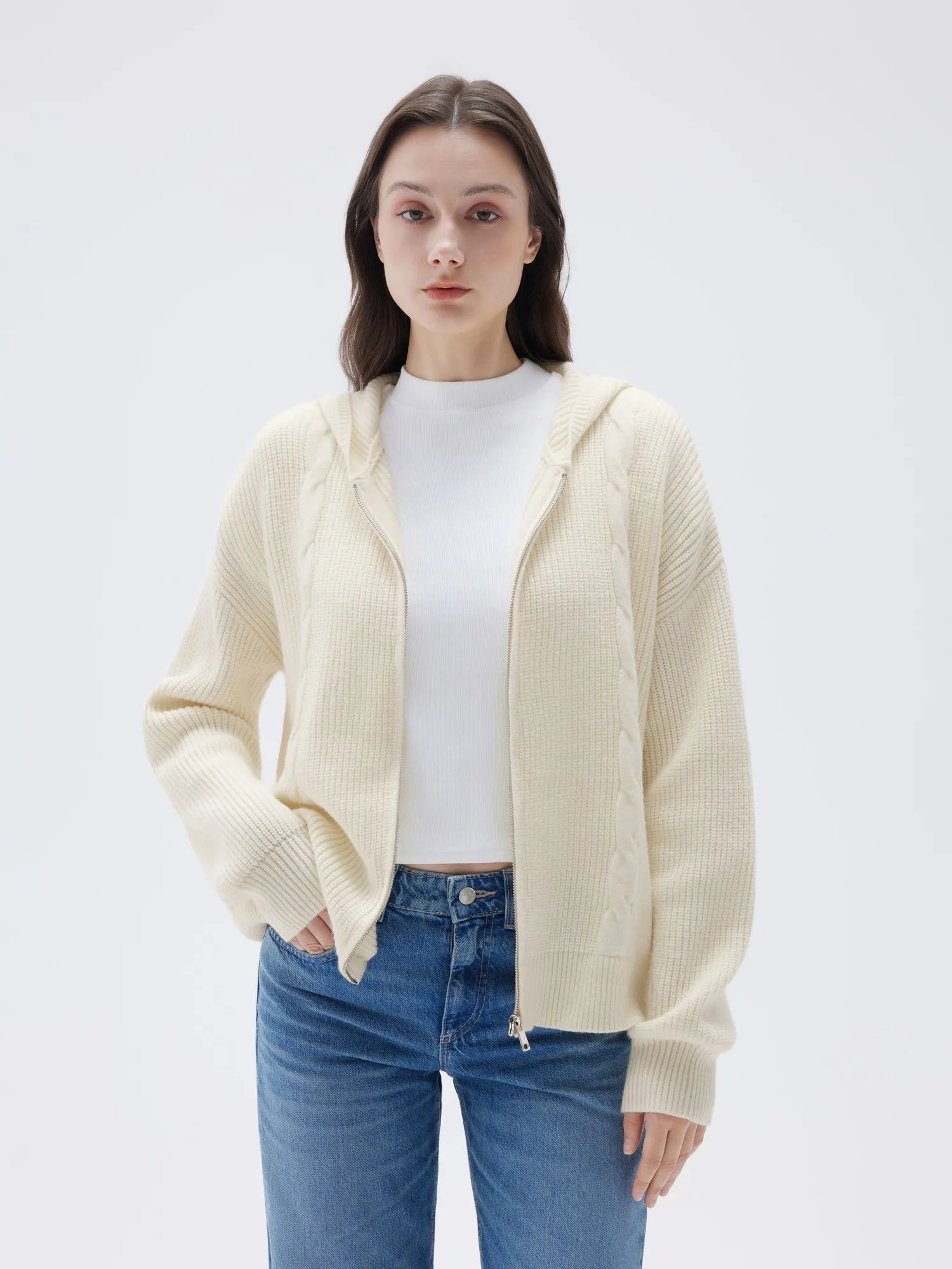 Cashmere Chunky Knit Hoodie Sweater