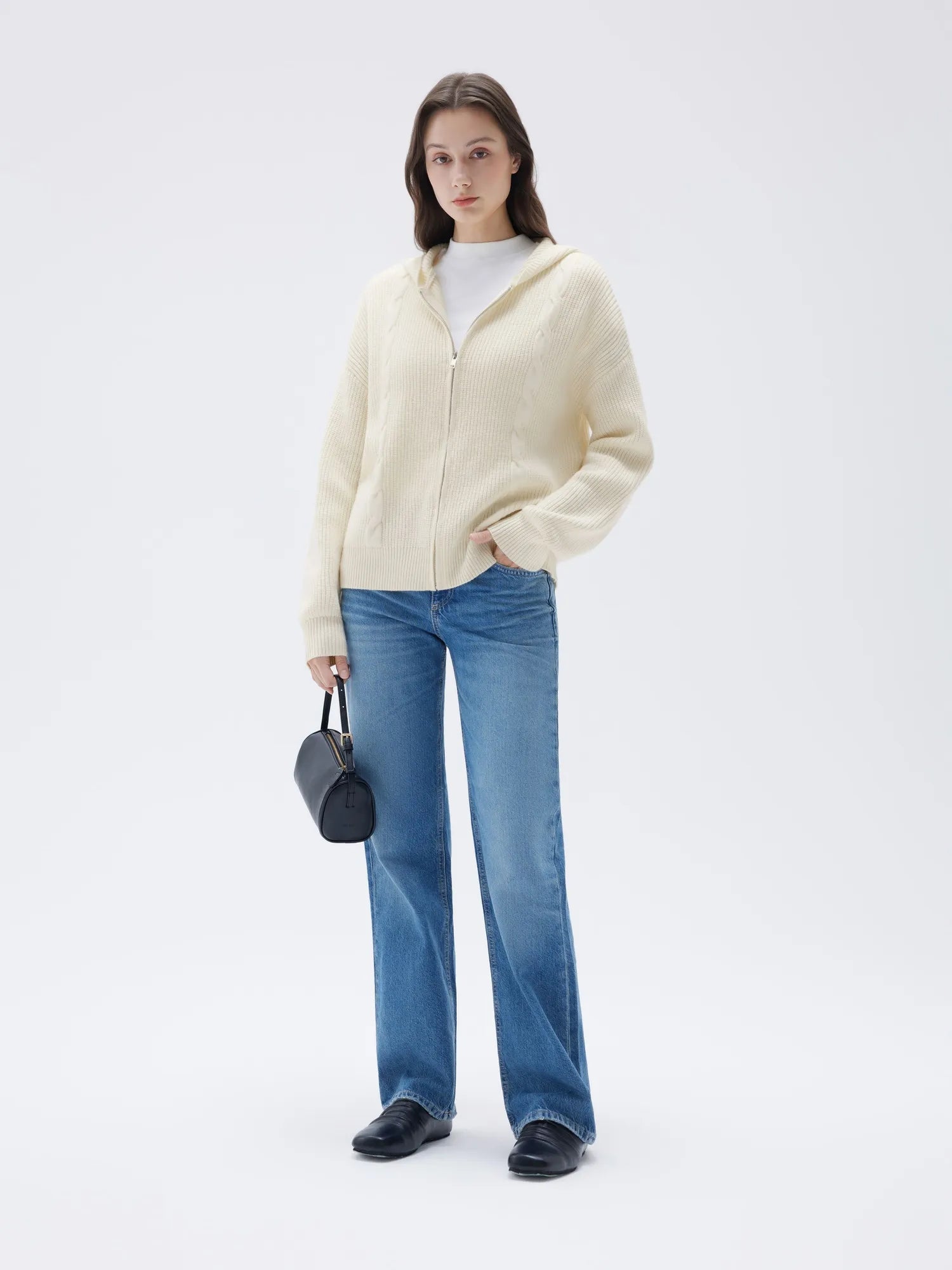 Cashmere Chunky Knit Hoodie Sweater