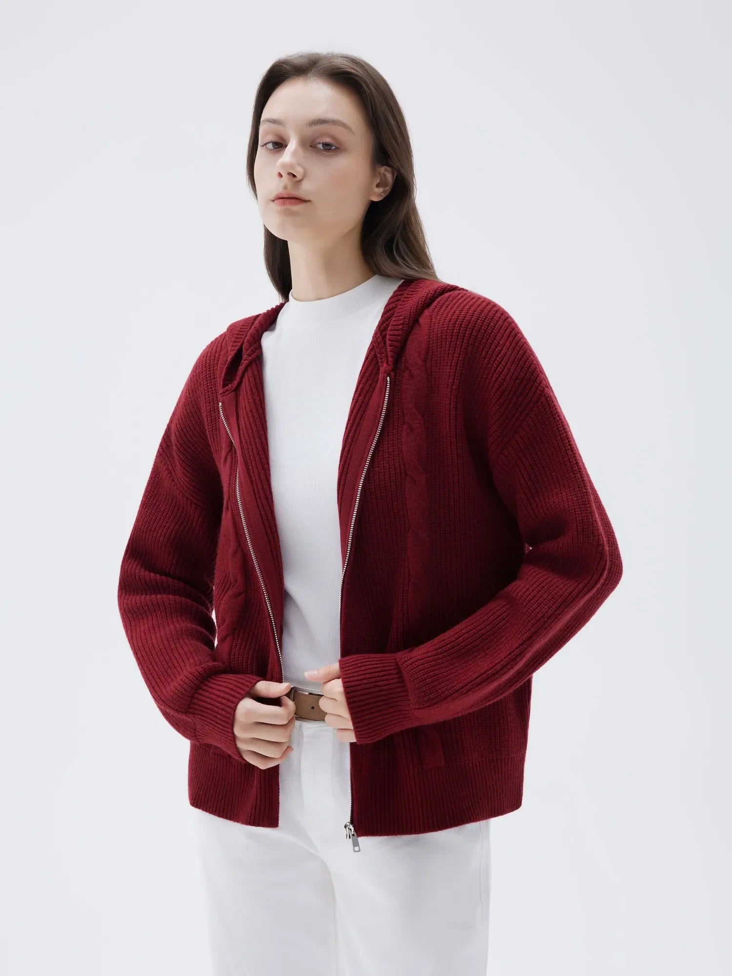 Cashmere Chunky Knit Hoodie Sweater