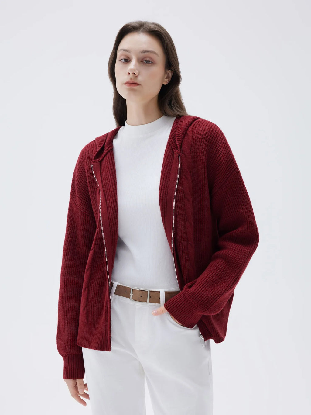Cashmere Chunky Knit Hoodie Sweater