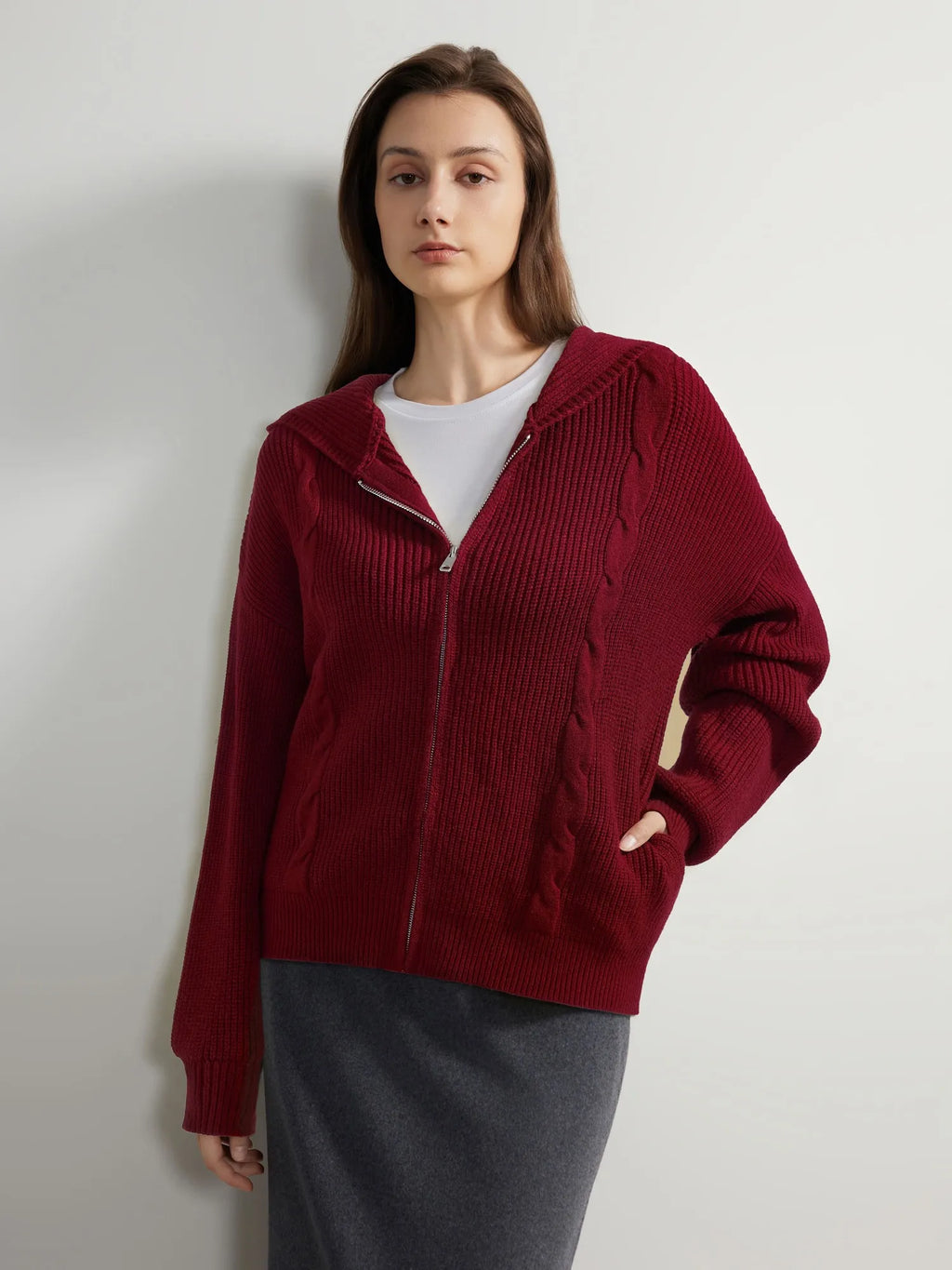 Cashmere Chunky Knit Hoodie Sweater