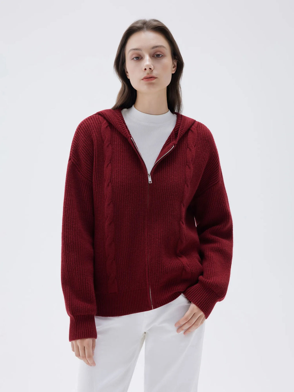 Cashmere Chunky Knit Hoodie Sweater