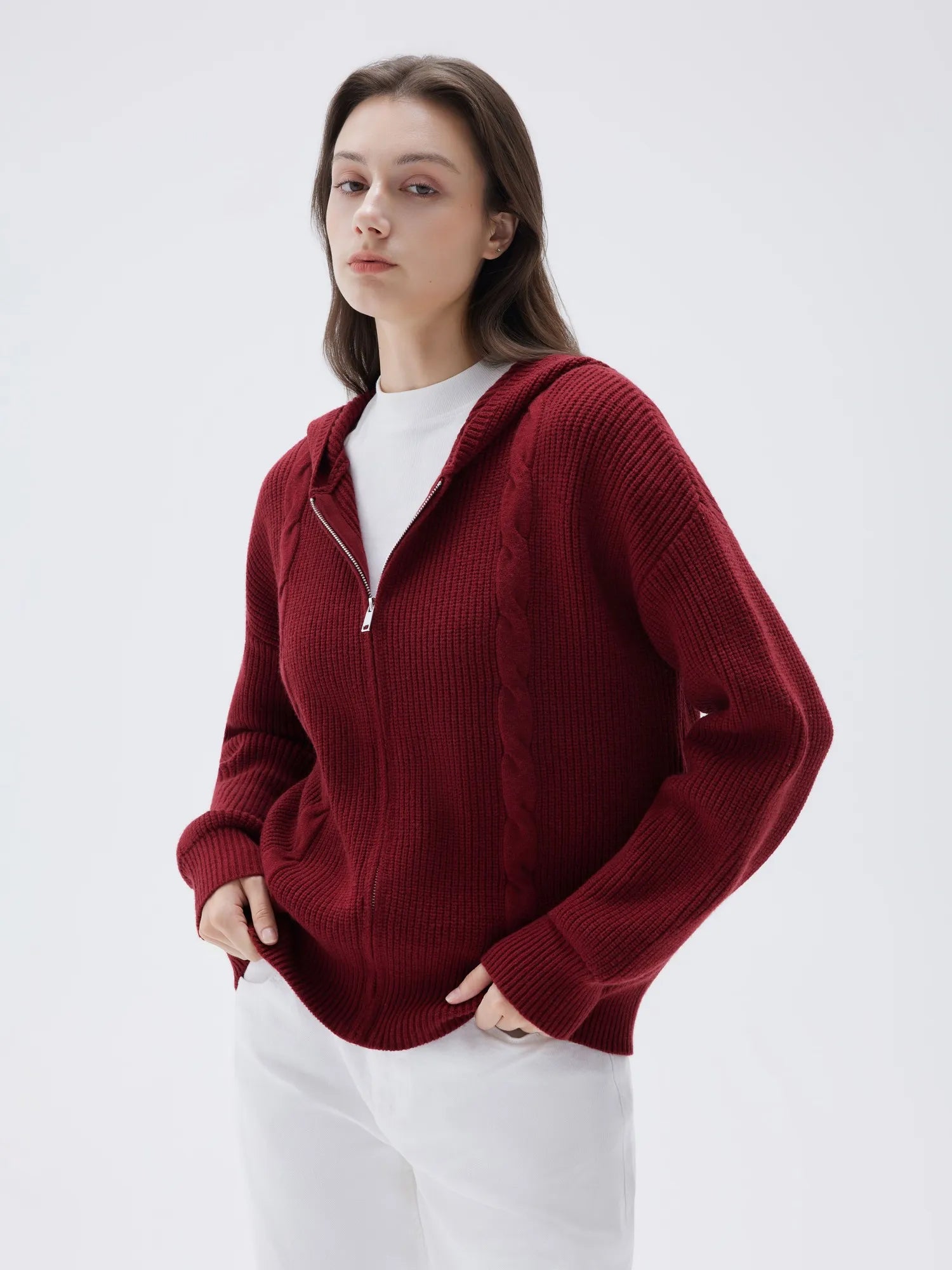 Cashmere Chunky Knit Hoodie Sweater