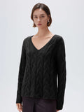Cashmere V Neck Cable Sweater