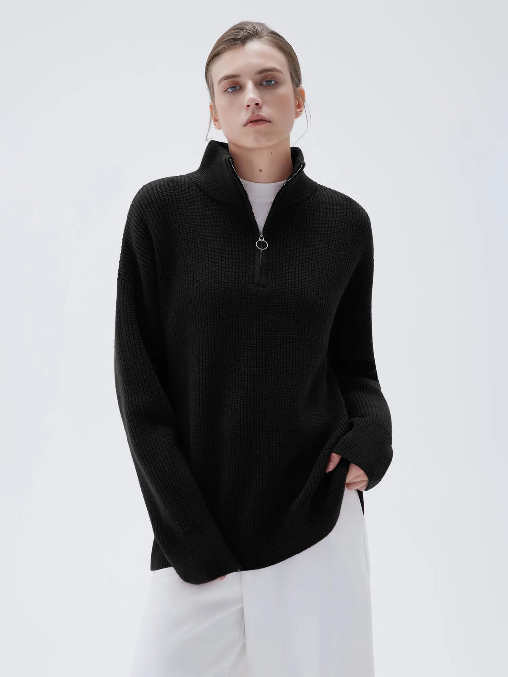 Cashmere Oversized Quarter Zip Sweater
