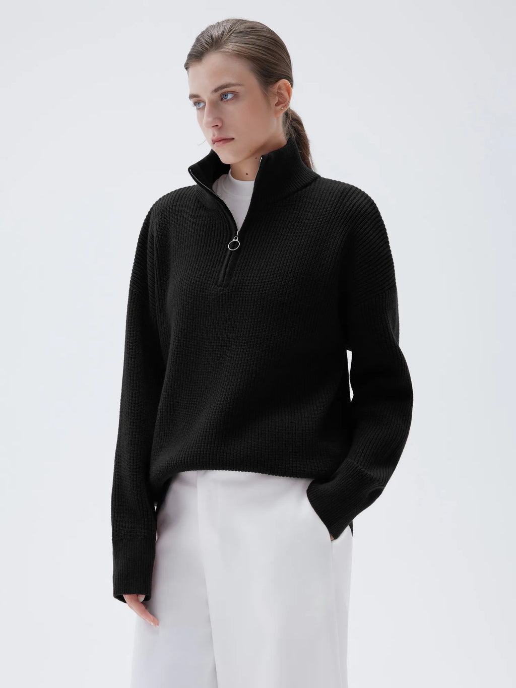 Cashmere Oversized Quarter Zip Sweater