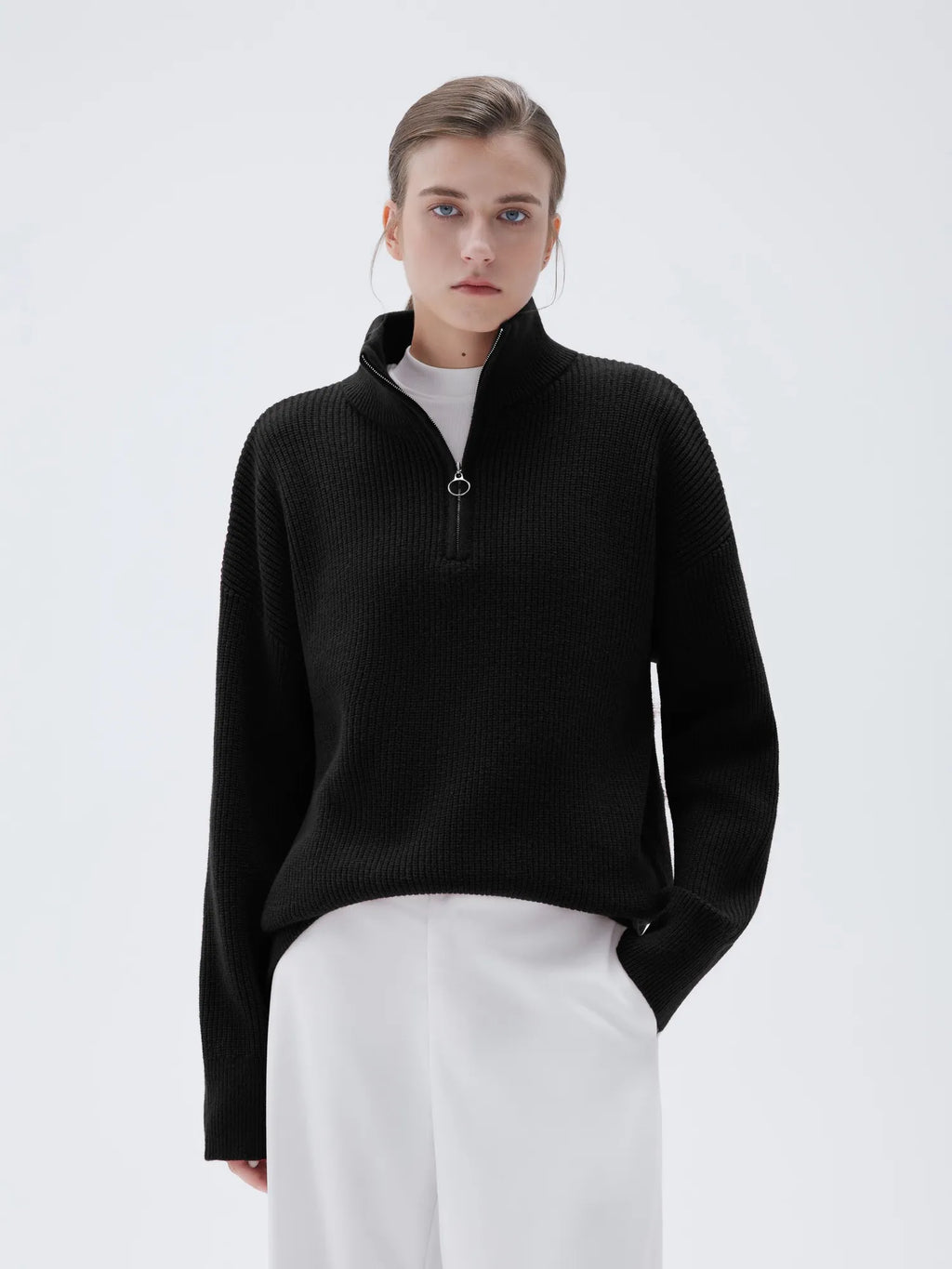 Cashmere Oversized Quarter Zip Sweater