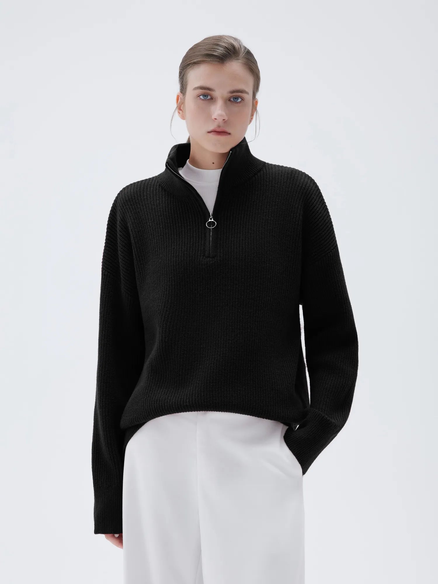 Cashmere Oversized Quarter Zip Sweater
