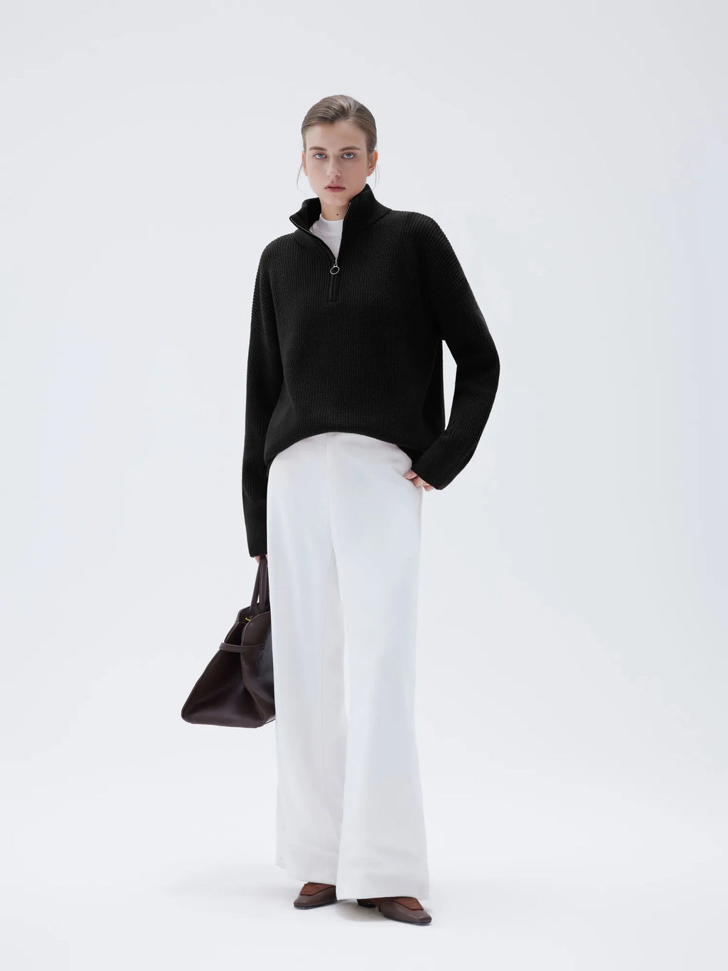 Cashmere Oversized Quarter Zip Sweater