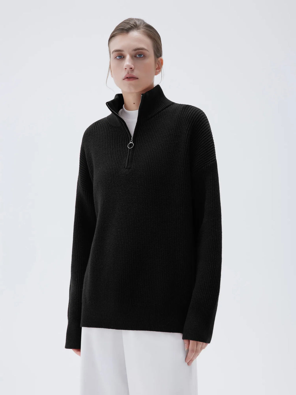 Cashmere Oversized Quarter Zip Sweater