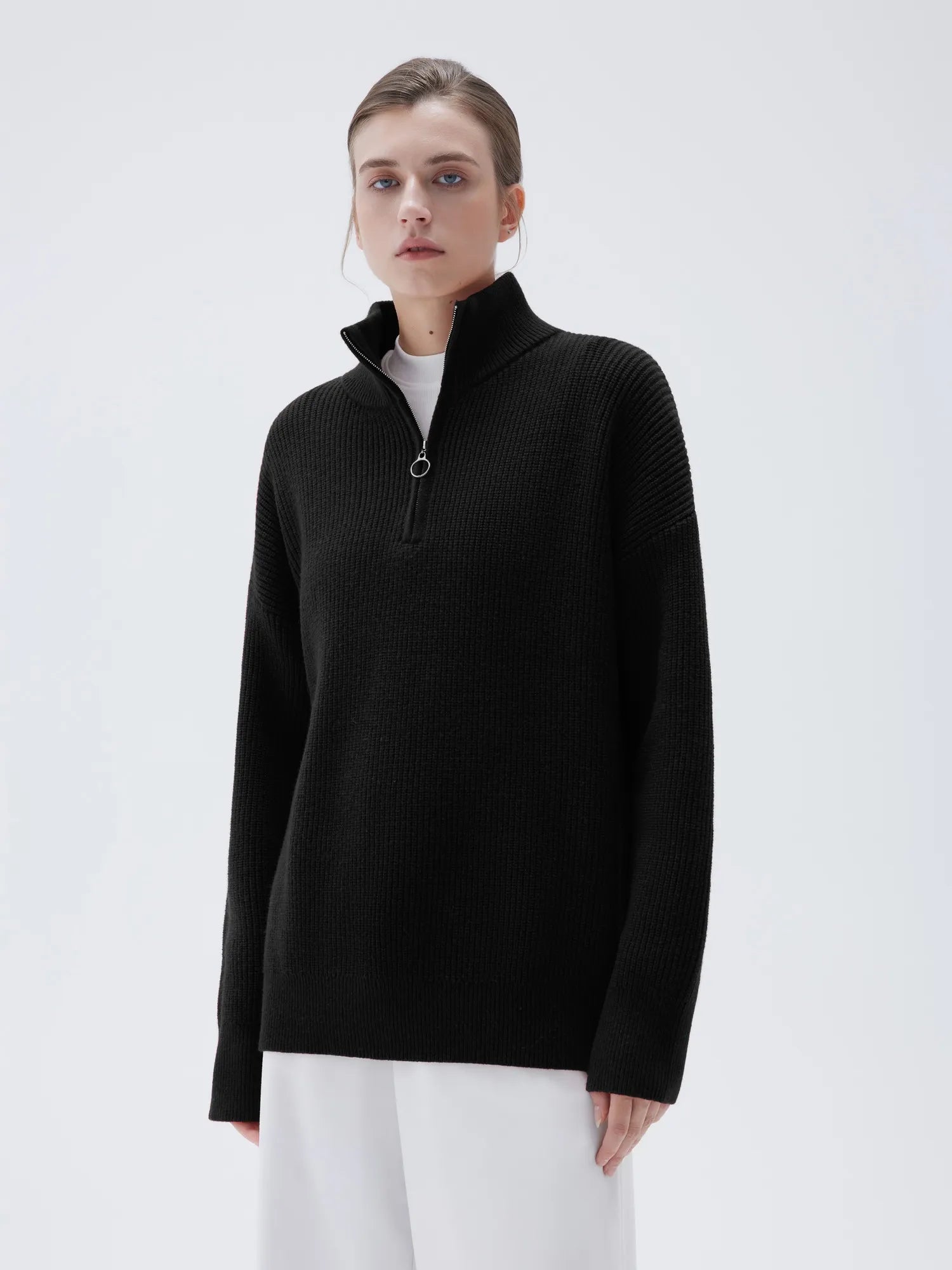 Cashmere Oversized Quarter Zip Sweater