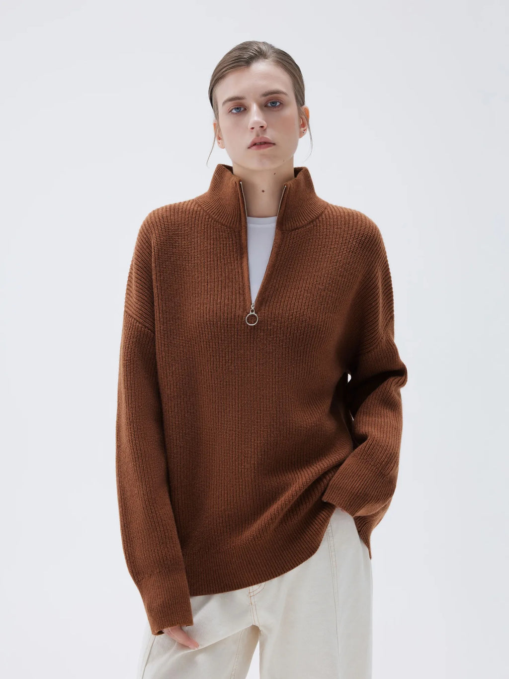 Cashmere Oversized Quarter Zip Sweater