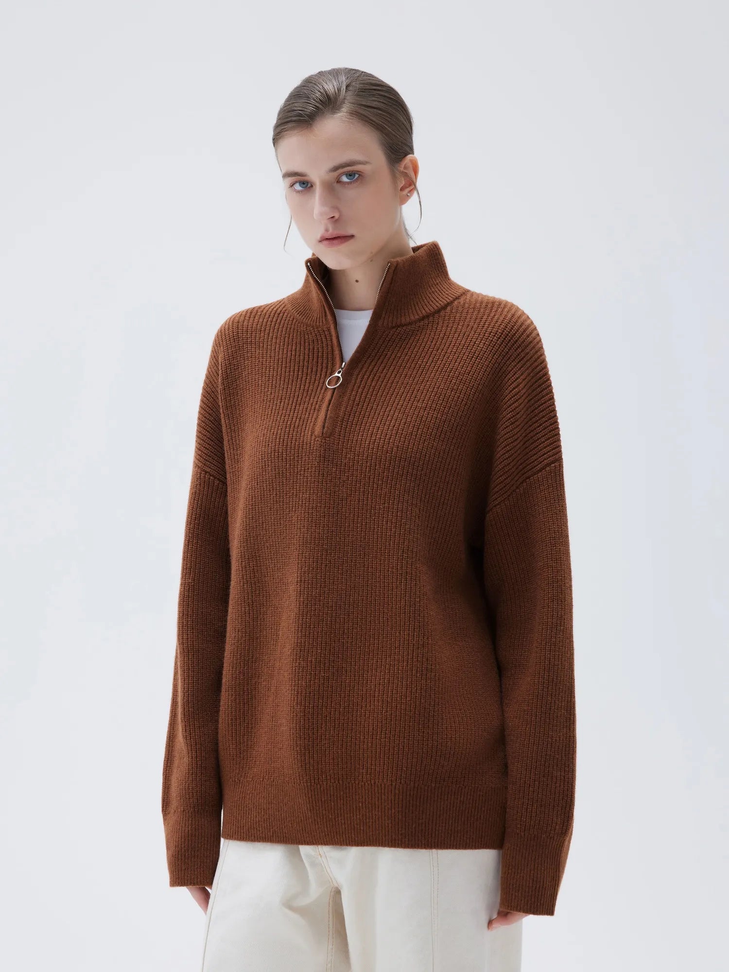 Cashmere Oversized Quarter Zip Sweater