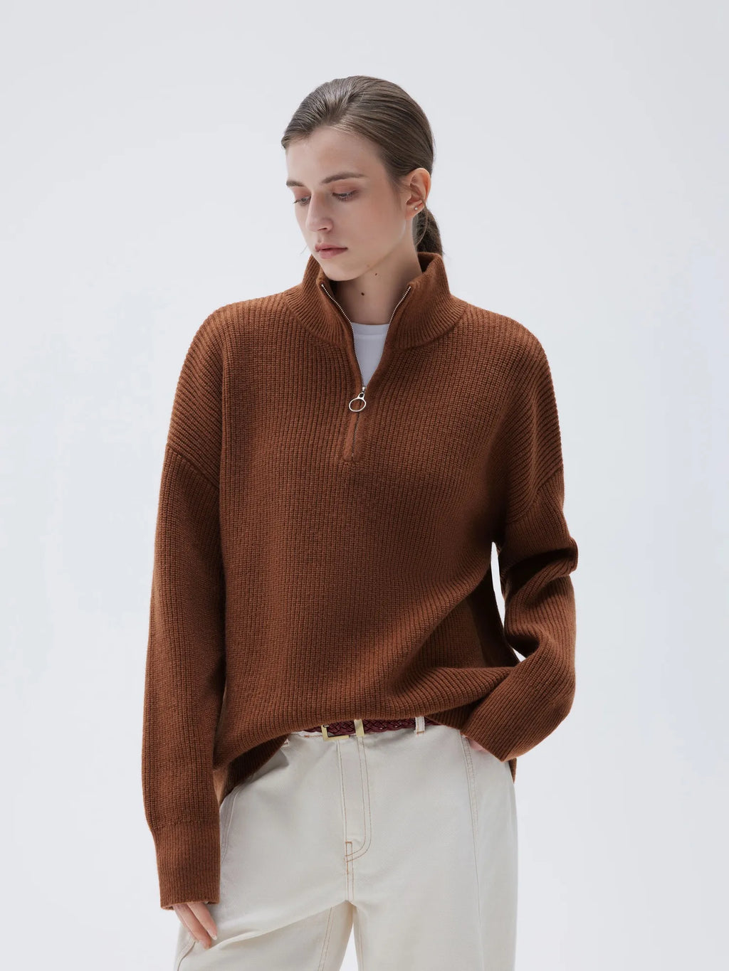 Cashmere Oversized Quarter Zip Sweater