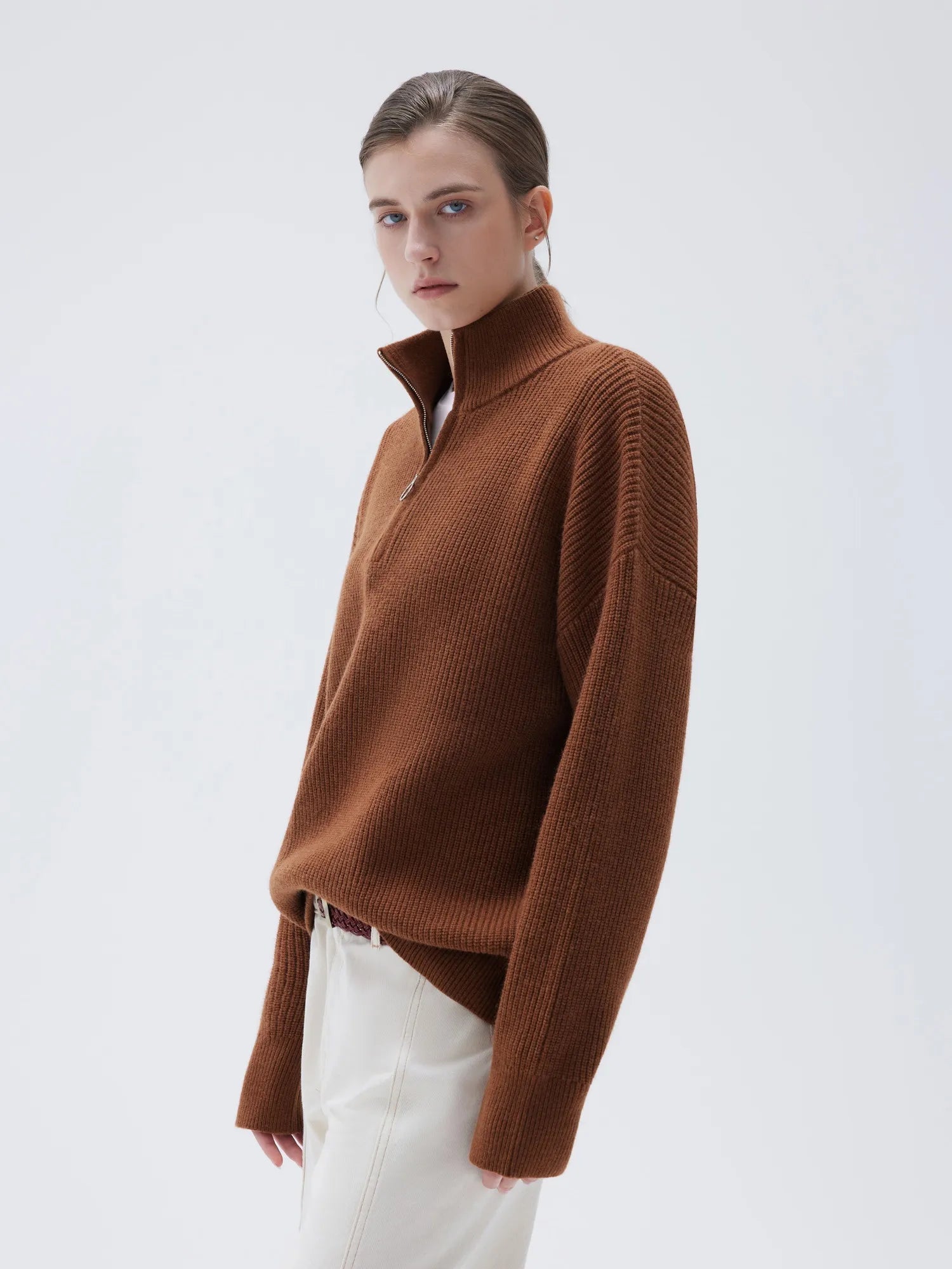 Cashmere Oversized Quarter Zip Sweater