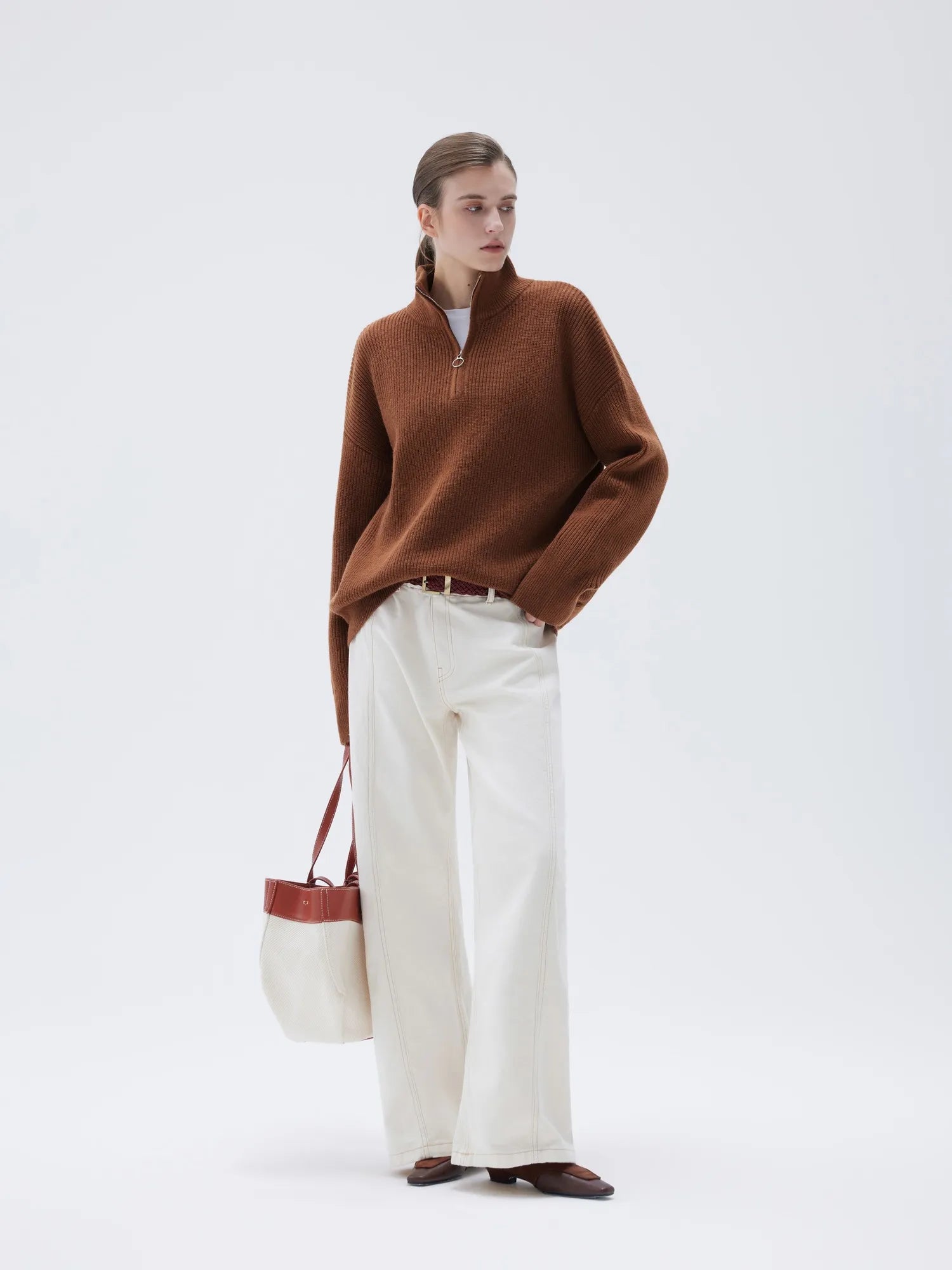 Cashmere Oversized Quarter Zip Sweater