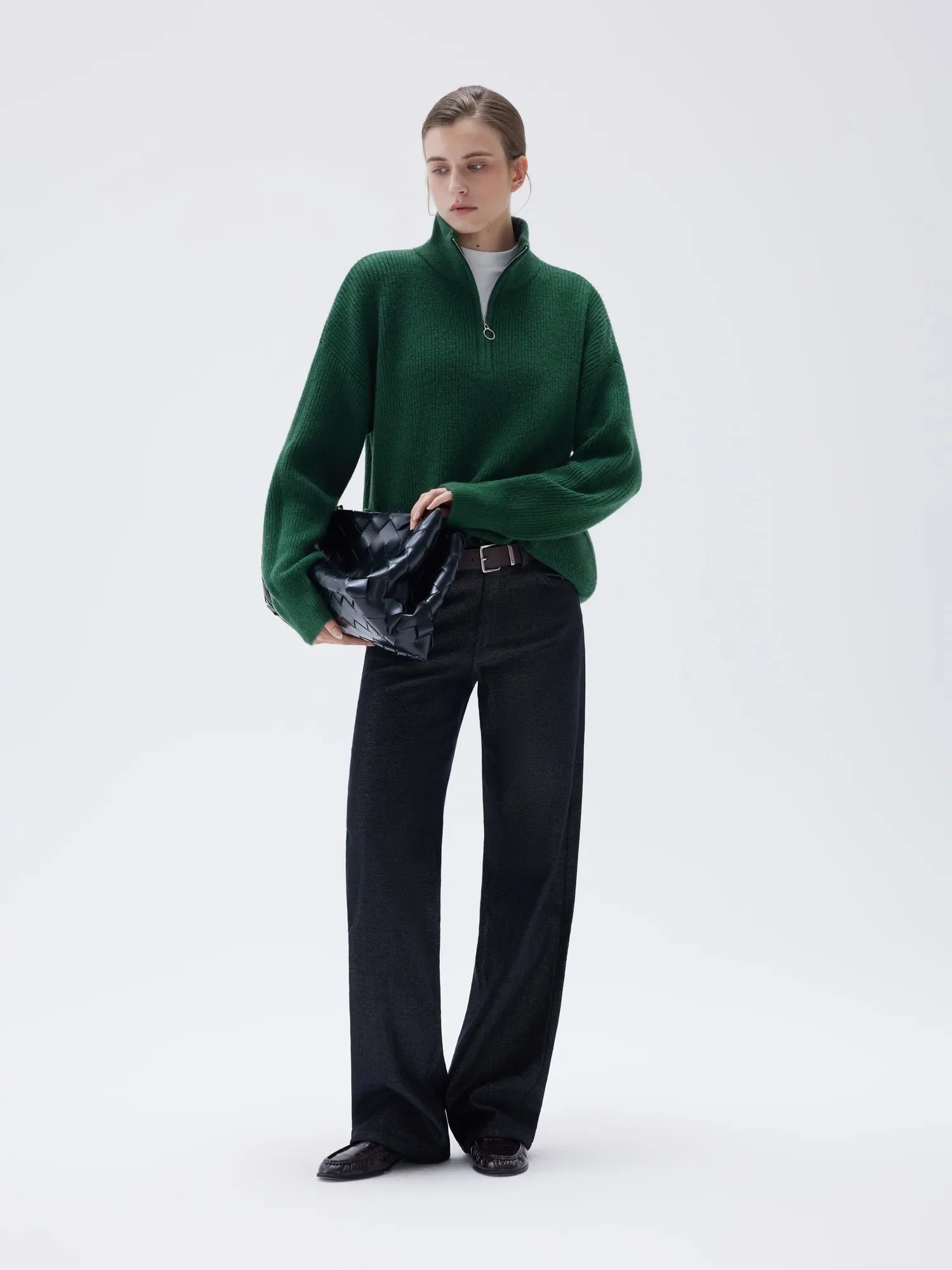 Cashmere Oversized Quarter Zip Sweater