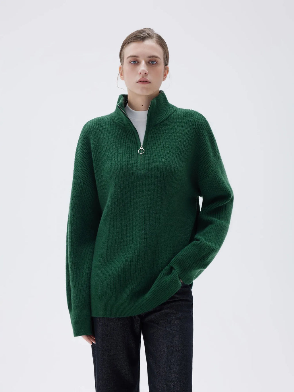 Cashmere Oversized Quarter Zip Sweater