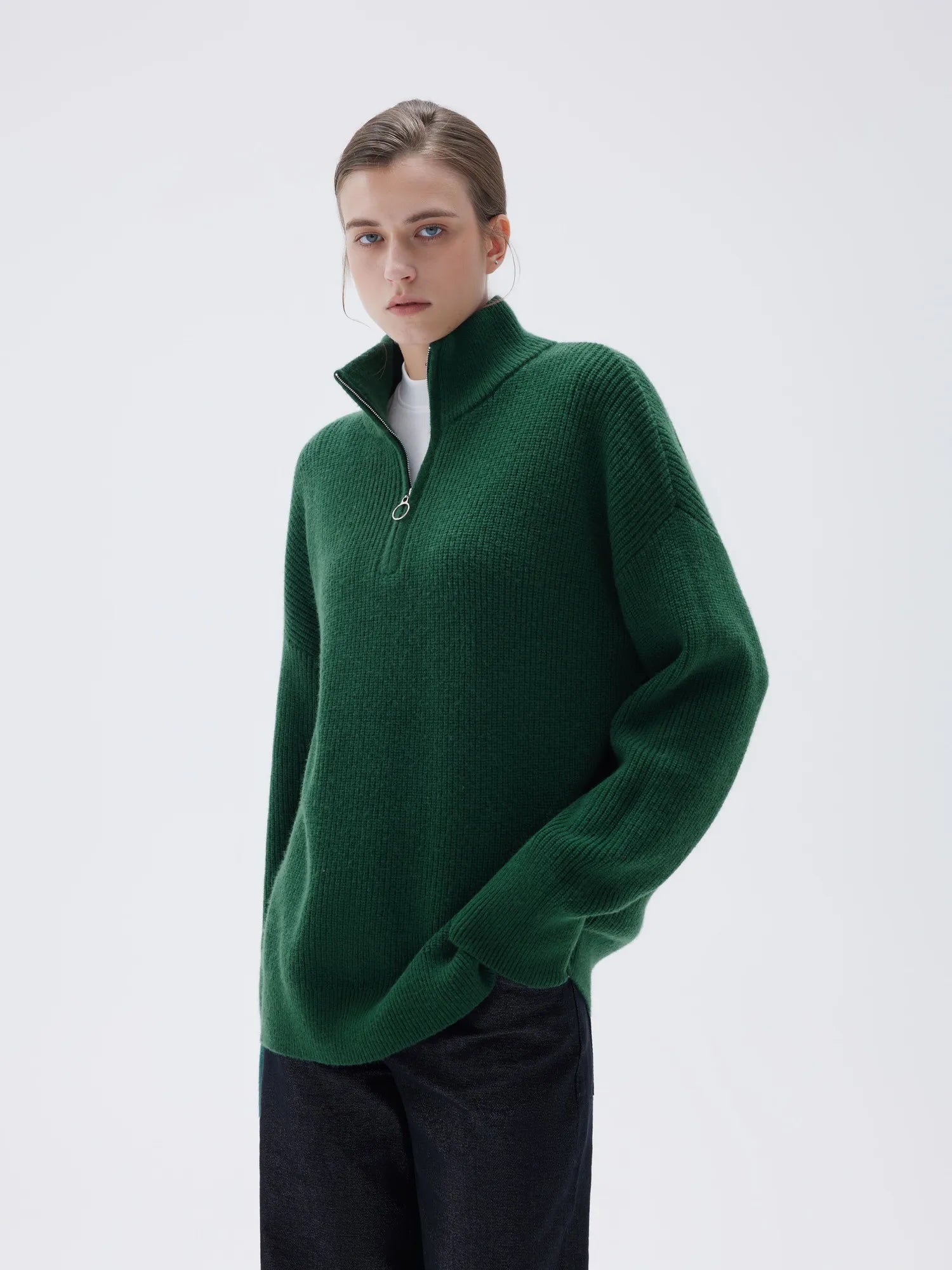 Cashmere Oversized Quarter Zip Sweater