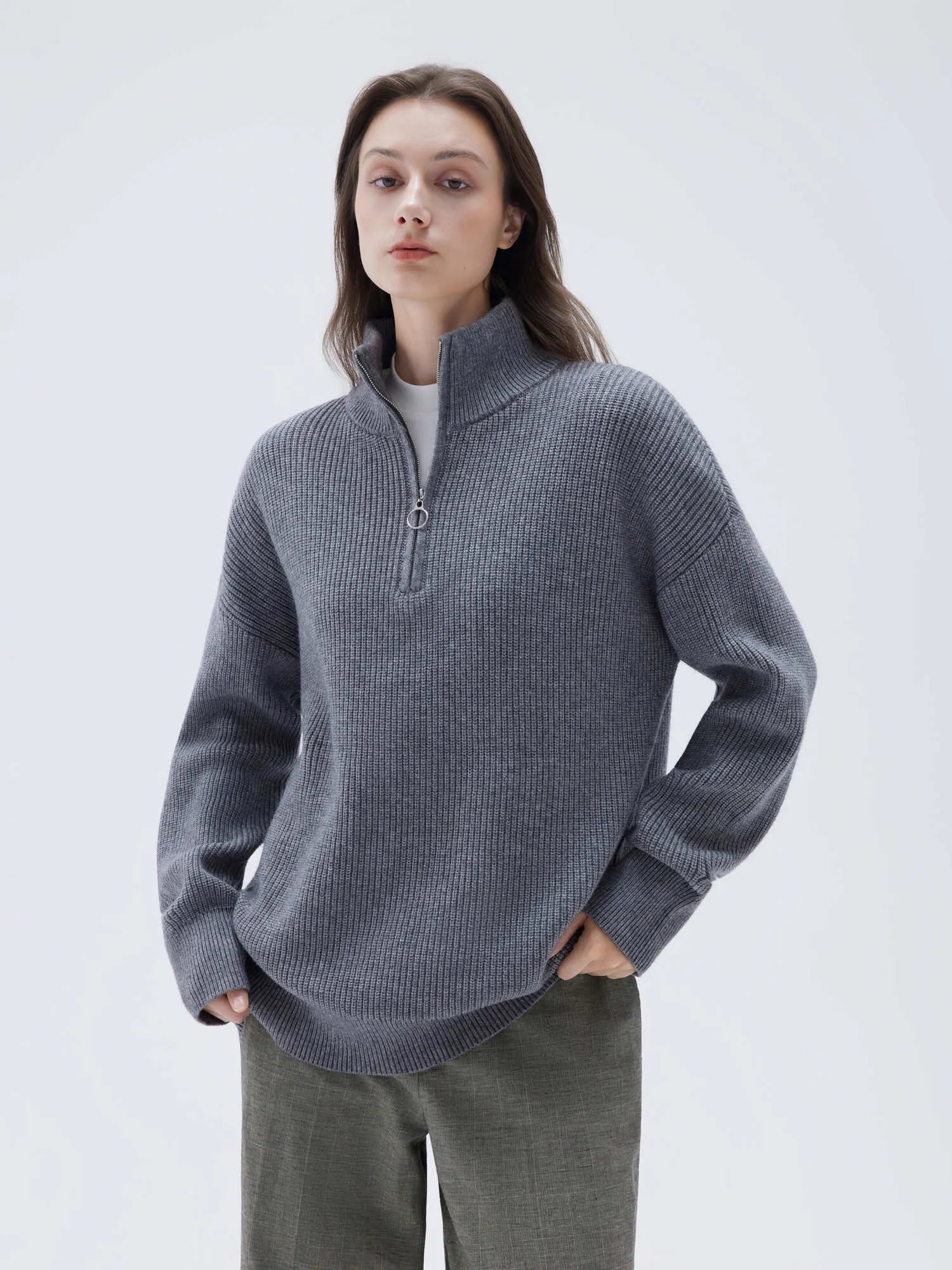 Cashmere Oversized Quarter Zip Sweater