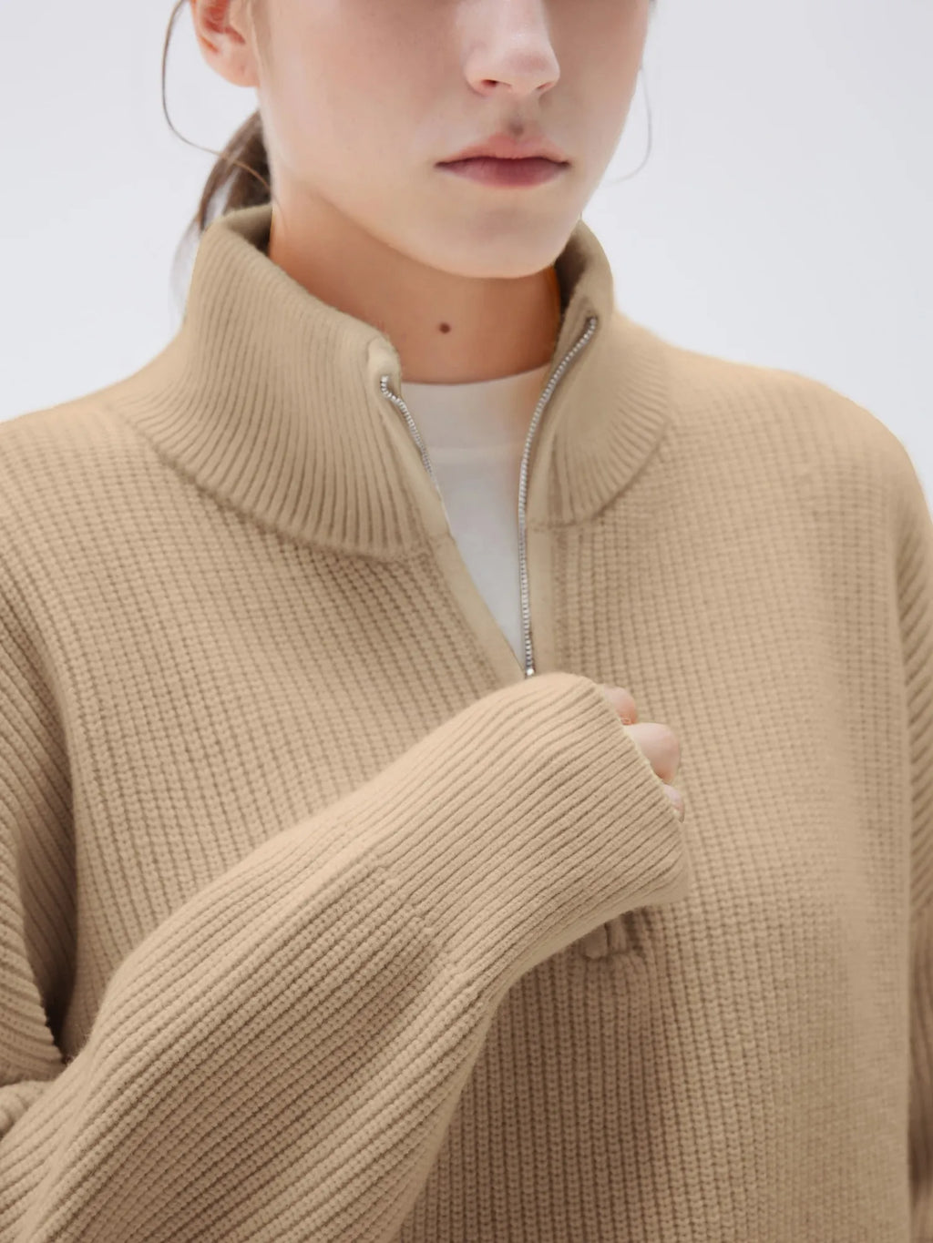 Cashmere Oversized Quarter Zip Sweater