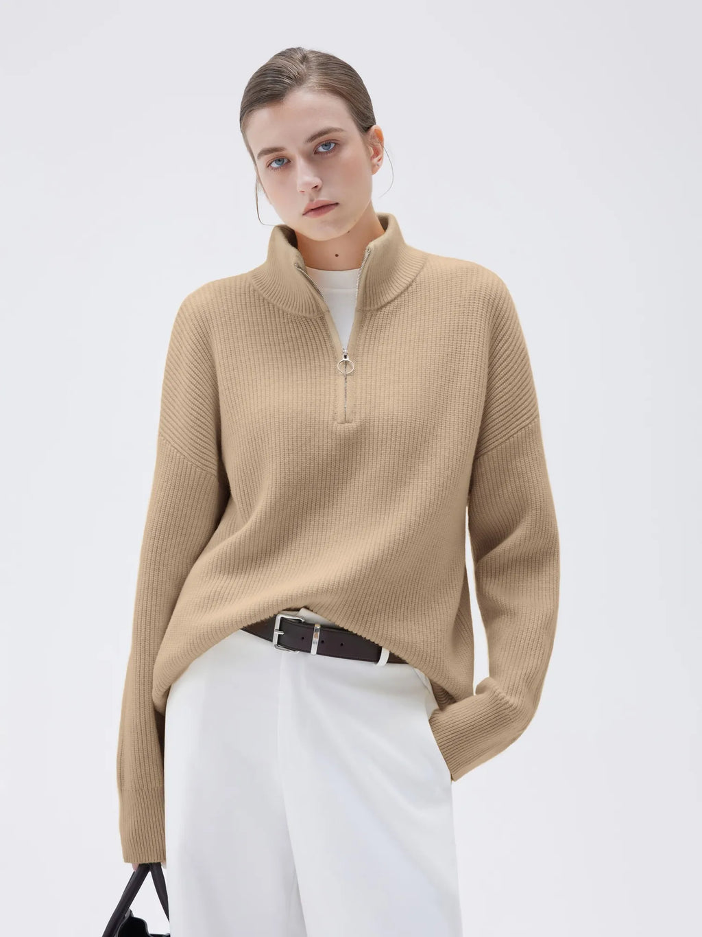 Cashmere Oversized Quarter Zip Sweater